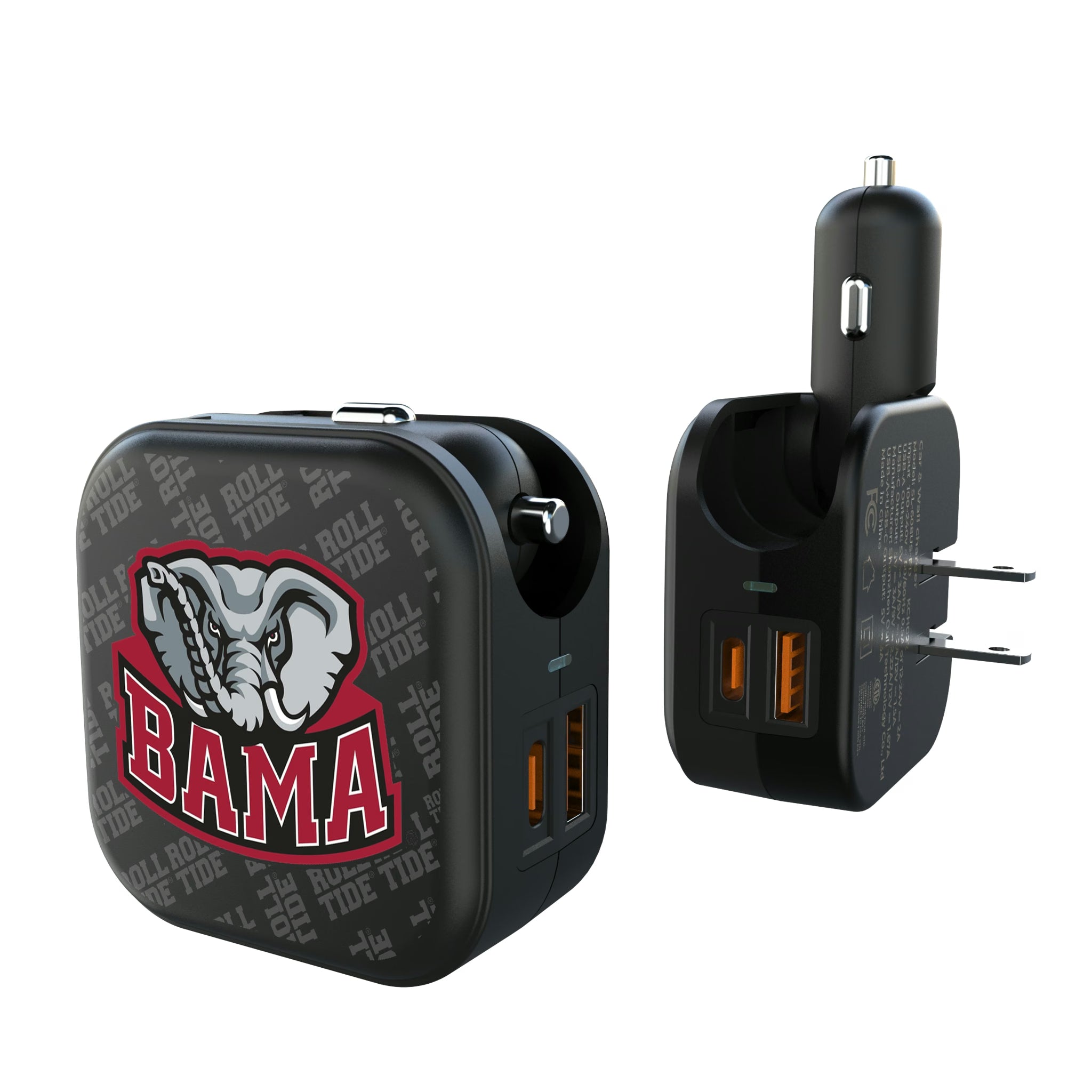 University of Alabama Crimson Tide Script A Quadtile 2 in 1 USB A/C Charger