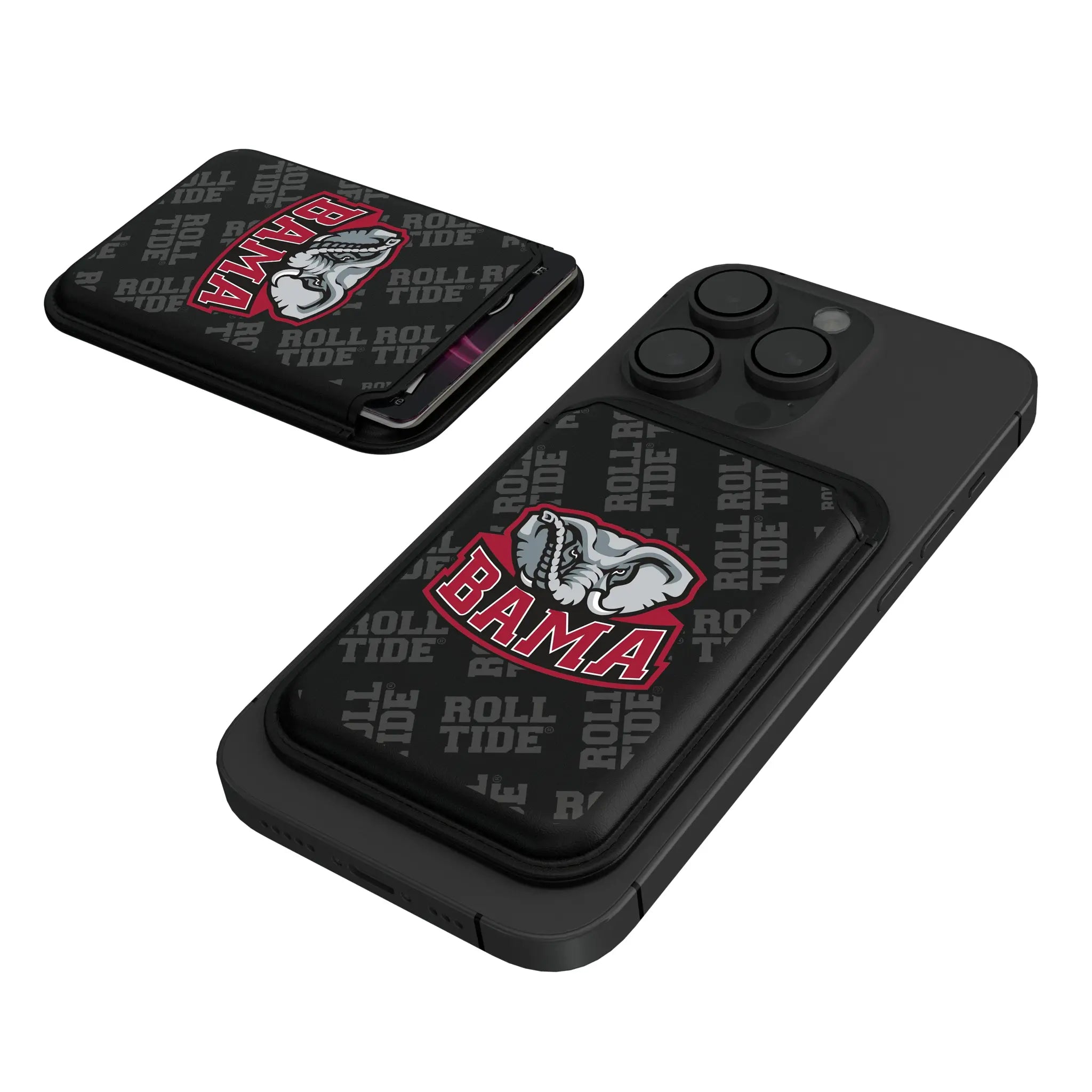 University of Alabama Crimson Tide Script A Quadtile Black Magnetic Credit Card Wallet