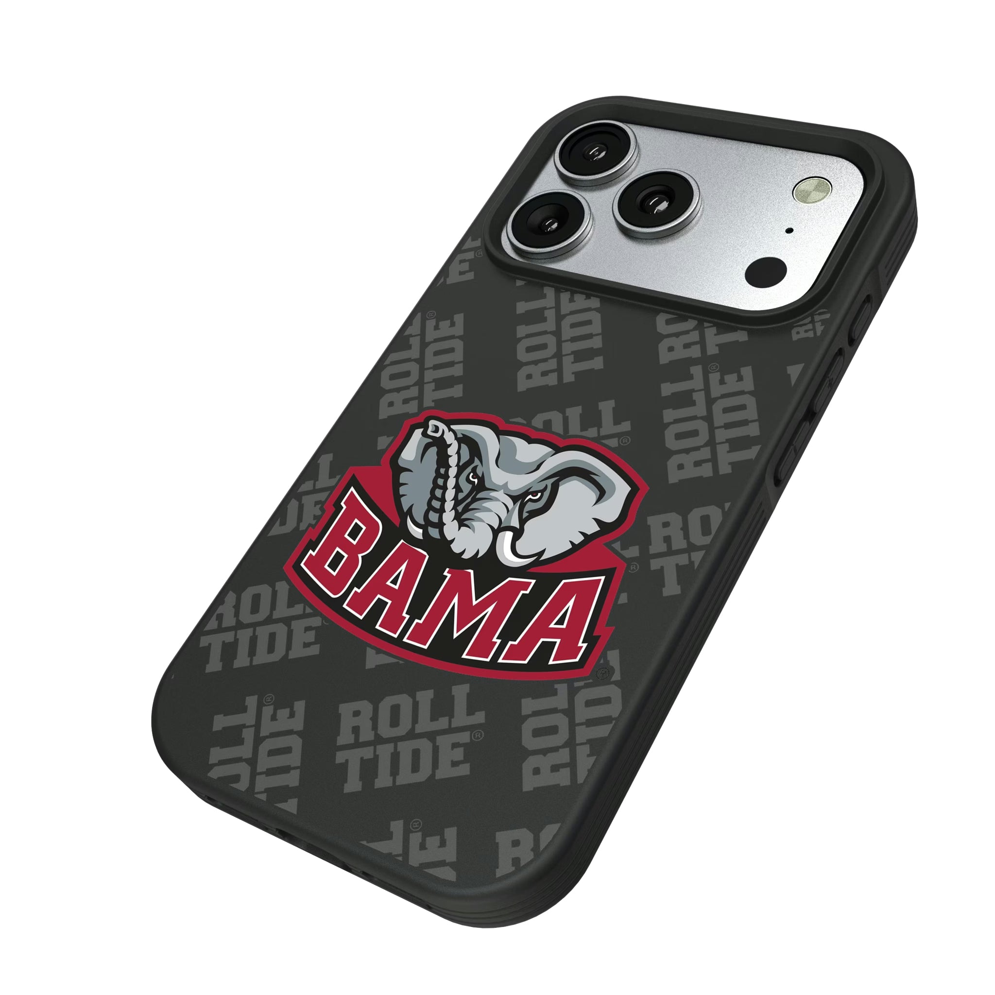 University of Alabama Crimson Tide Script A Quadtile iPhone Bump Phone Case for Apple iPhone - Isometric View#Device_iPhone 17 Pro