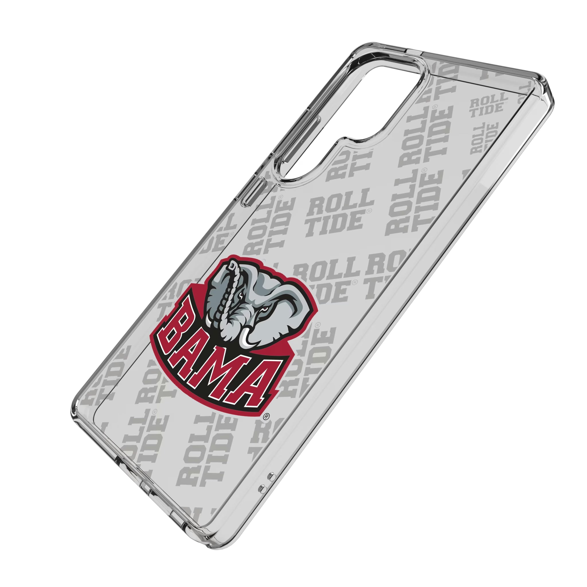 University of Alabama Crimson Tide Script A Quadtile Galaxy Clear Phone Case for Samsung Galaxy - Isometric View