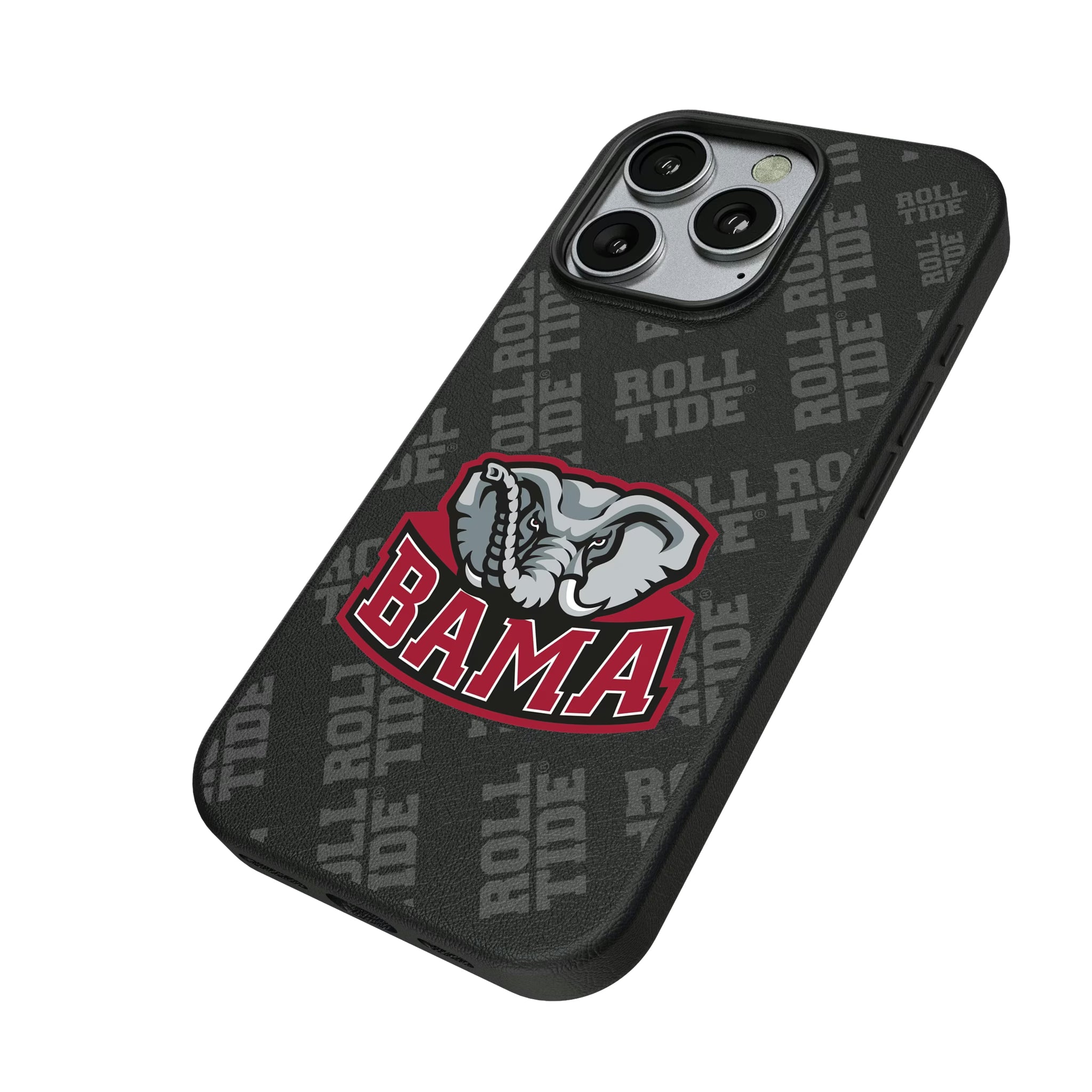 University of Alabama Crimson Tide Script A Quadtile iPhone MagSafe Compatible Phone Case for Apple iPhone - Isometric View