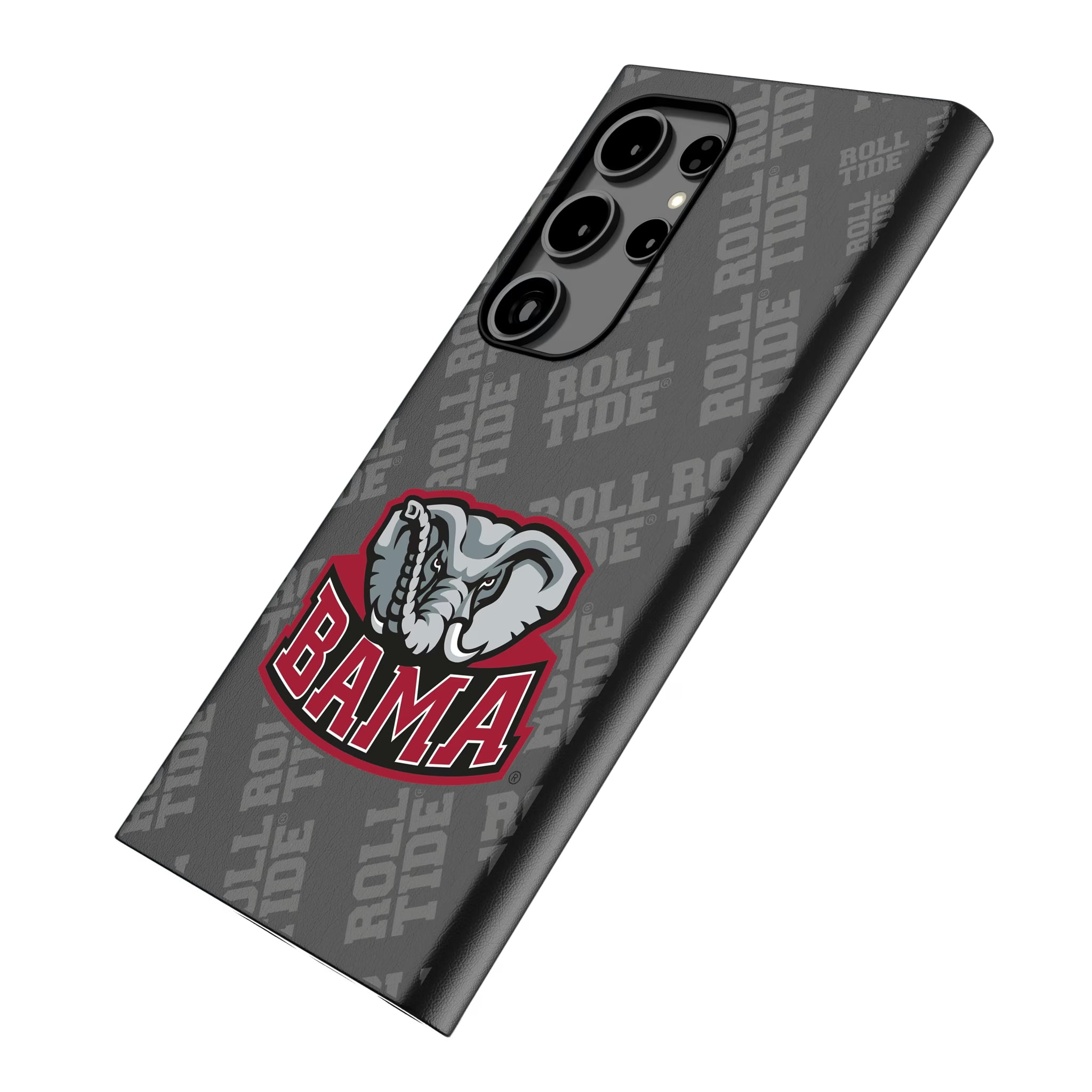 University of Alabama Crimson Tide Script A Quadtile Galaxy MagSafe Compatible Phone Case for Samsung Galaxy - Isometric View