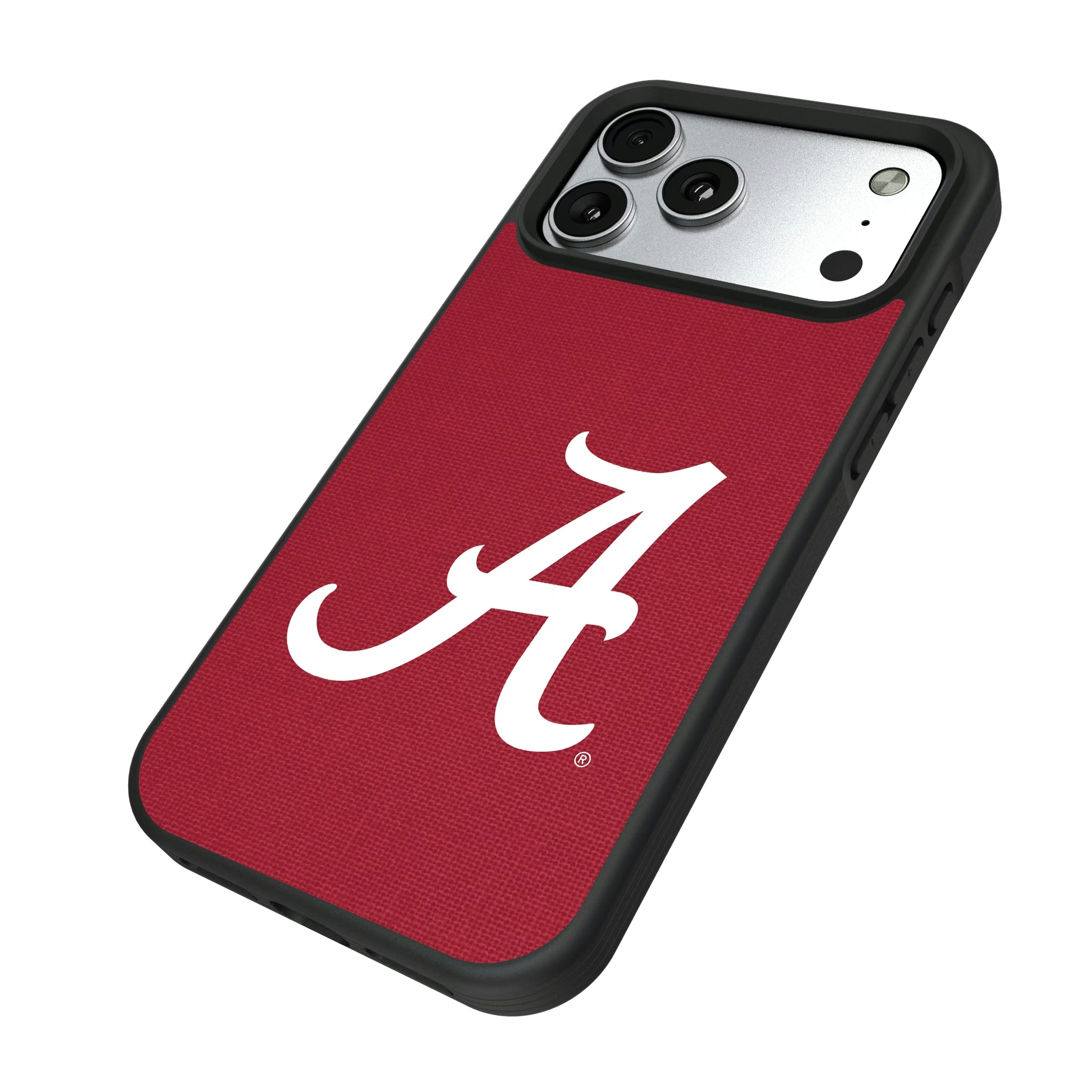University of Alabama Crimson Tide Script A Solid iPhone Bump Phone Case for Apple iPhone - Isometric View#Device_iPhone 17 Pro Max