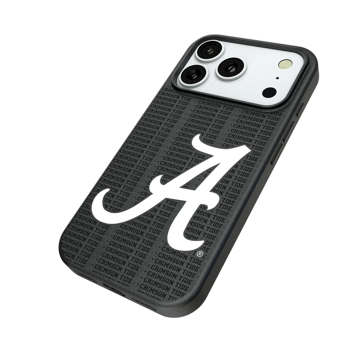 University of Alabama Crimson Tide Script A Text Backdrop iPhone MagSafe Compatible Phone Case for Apple iPhone - Isometric View#Device_iPhone 18 Pro