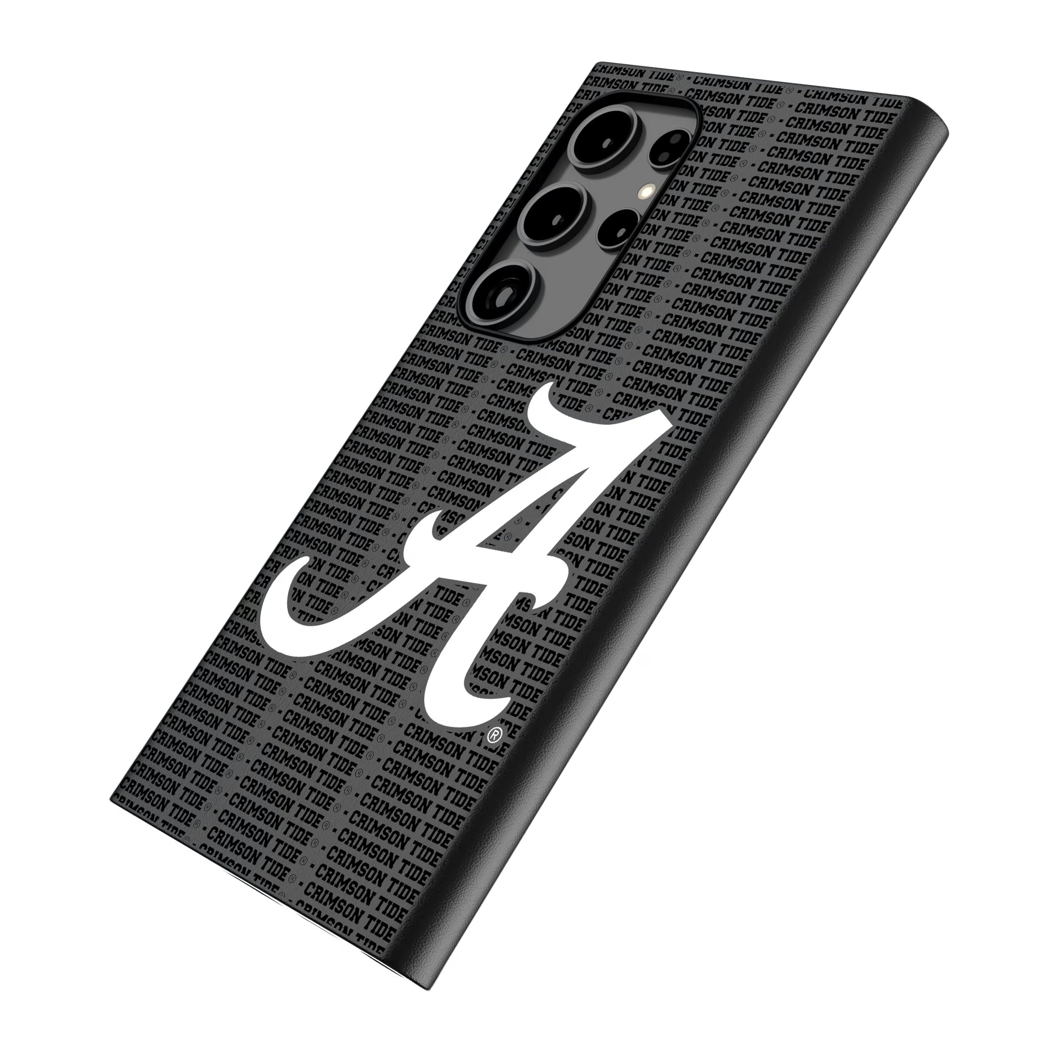University of Alabama Crimson Tide Script A Text Backdrop Galaxy MagSafe Compatible Phone Case for Samsung Galaxy - Isometric View