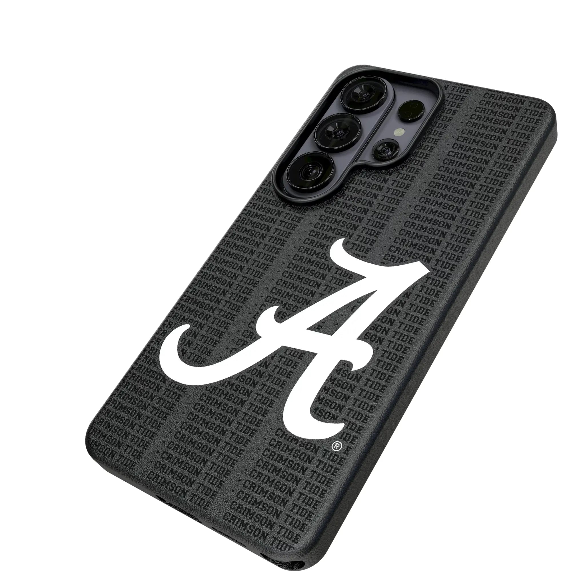 University of Alabama Crimson Tide Script A Text Backdrop Galaxy MagSafe Compatible Phone Case for Samsung Galaxy - Isometric View#Device_Galaxy S26 Ultra