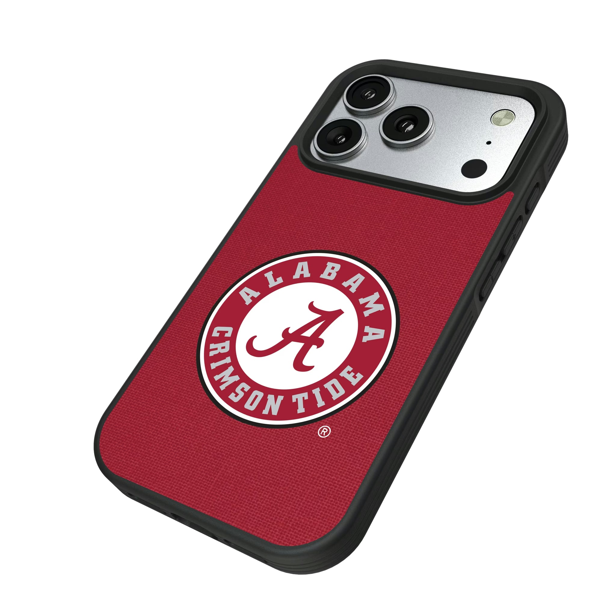 University of Alabama Crimson Tide Solid iPhone Bump Phone Case for Apple iPhone - Isometric View#Device_iPhone 17 Pro