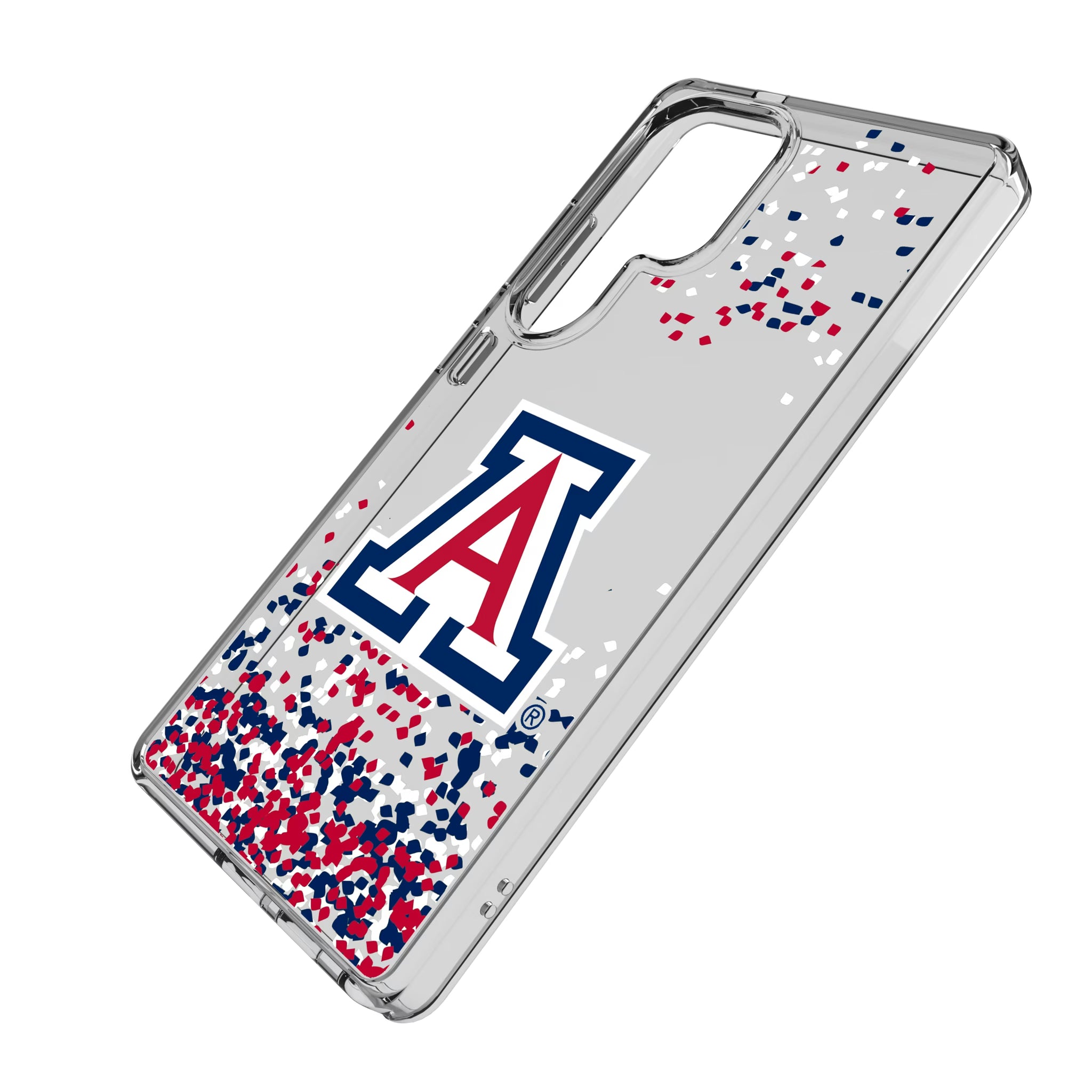 University of Arizona Wildcats Confetti Galaxy Clear Phone Case for Samsung Galaxy - Isometric View