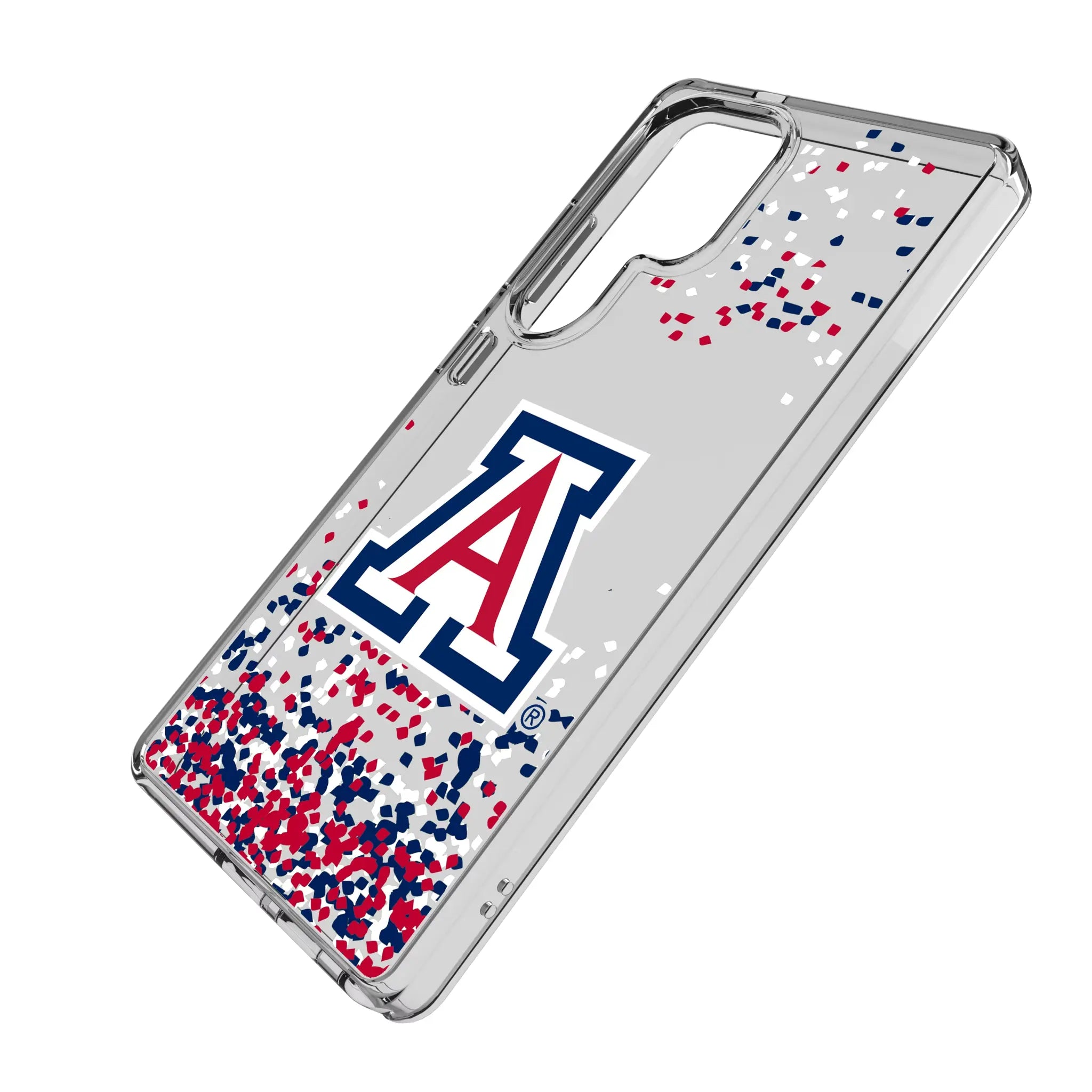 University of Arizona Wildcats Confetti Galaxy Clear Phone Case for Samsung Galaxy - Isometric View#Device_Galaxy S25 Ultra