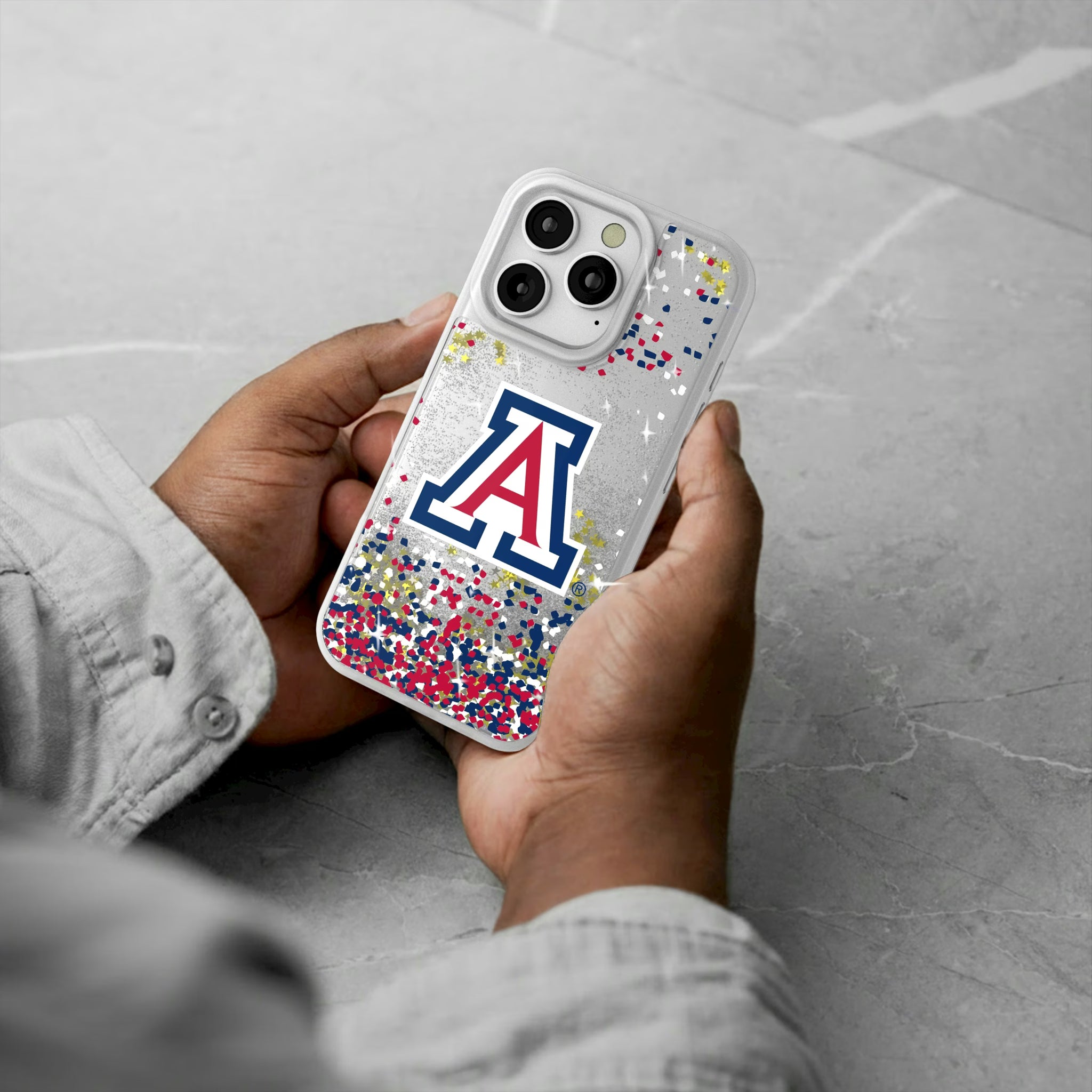 University of Arizona Wildcats Confetti iPhone Glitter Phone Case for Apple iPhone - Lifestyle#Device_iPhone 16 Pro