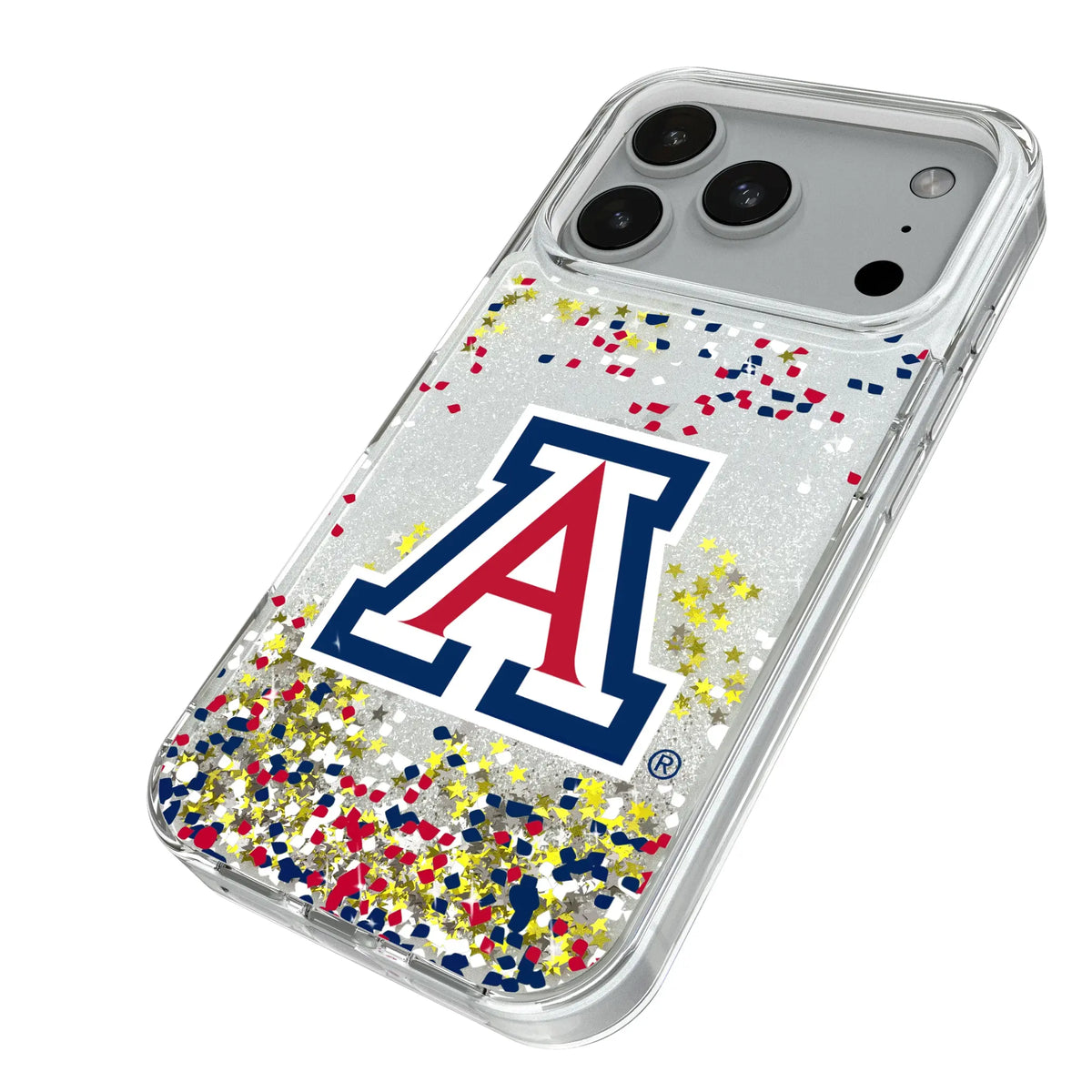 University of Arizona Wildcats Confetti iPhone Glitter Phone Case for Apple iPhone - Isometric View#Device_iPhone 18 Pro