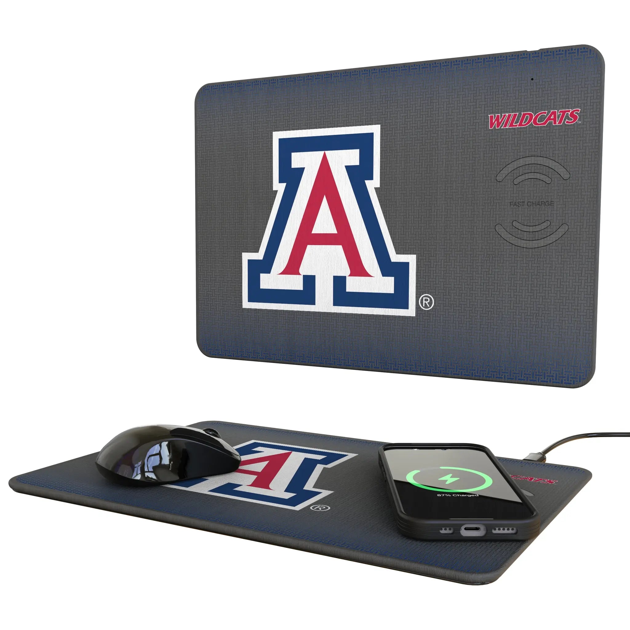University of Arizona Wildcats Linen 15-Watt Wireless Charger and Mouse Pad