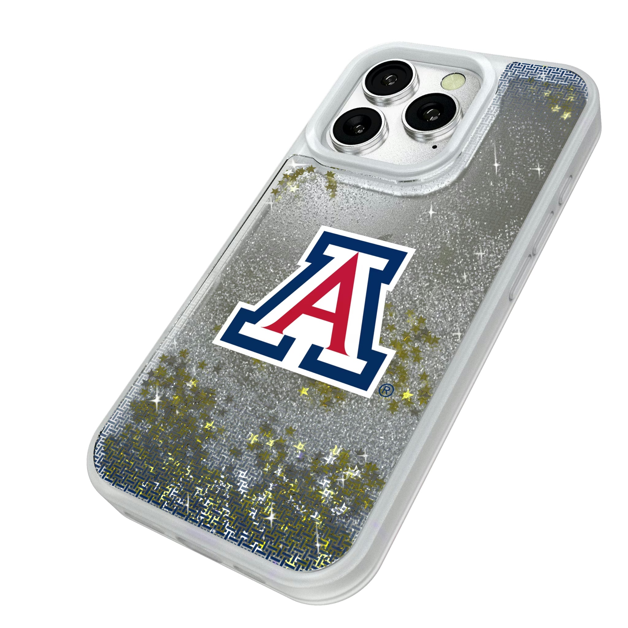 University of Arizona Wildcats Linen iPhone Glitter Phone Case for Apple iPhone - Isometric View#Device_iPhone 16 Pro