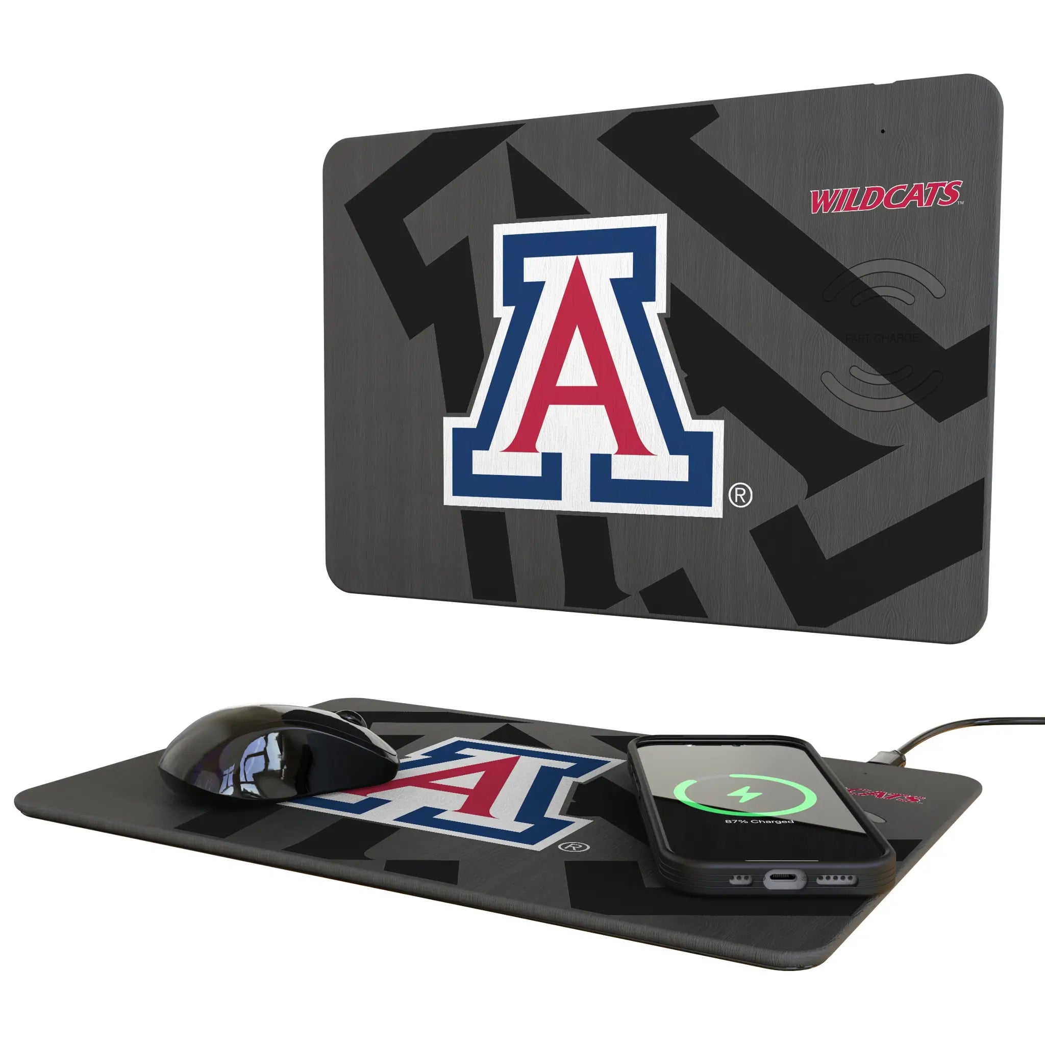 University of Arizona Wildcats Monocolor Tilt 15-Watt Wireless Charger and Mouse Pad
