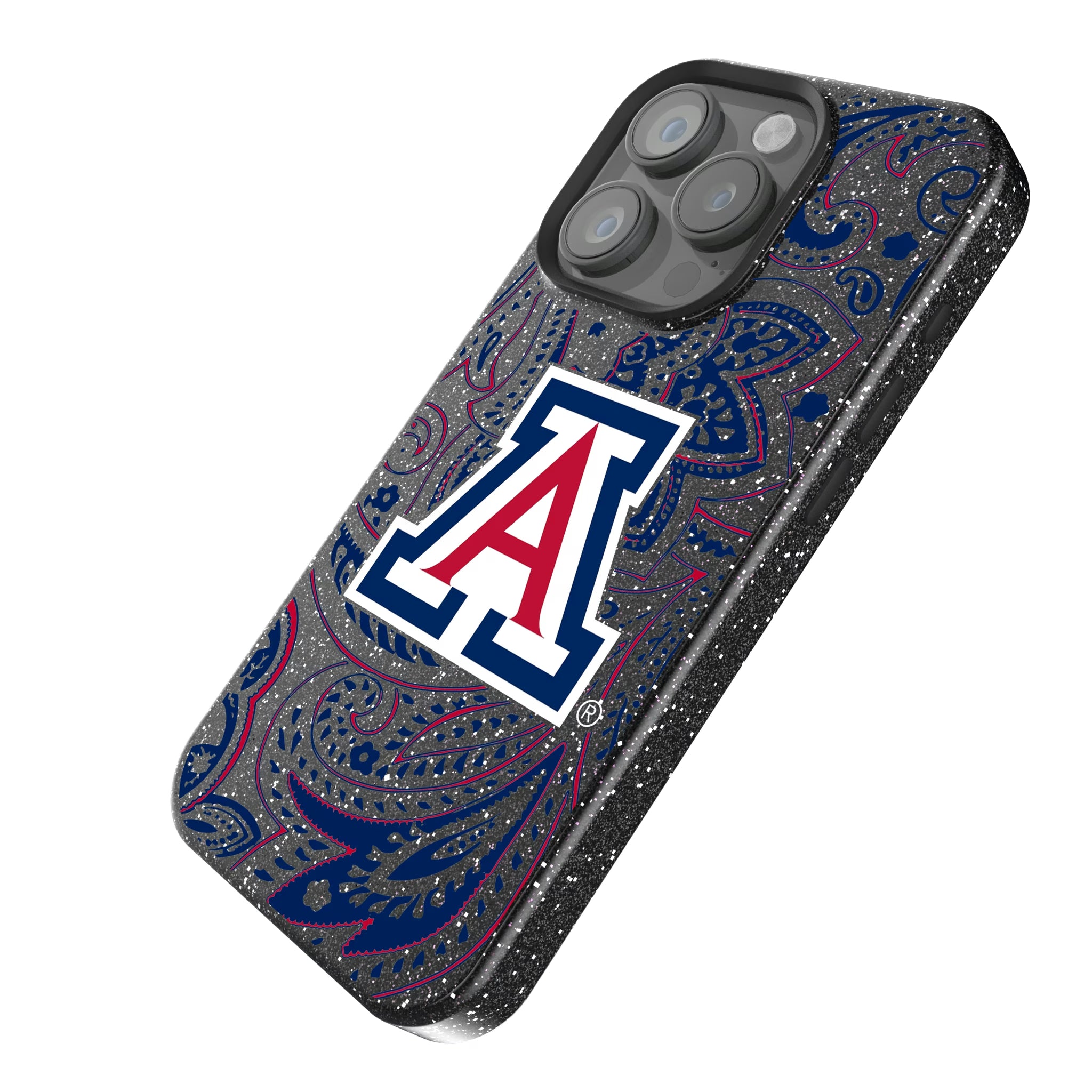 University of Arizona Wildcats Paisley iPhone Bling Phone Case for Apple iPhone - Isometric View