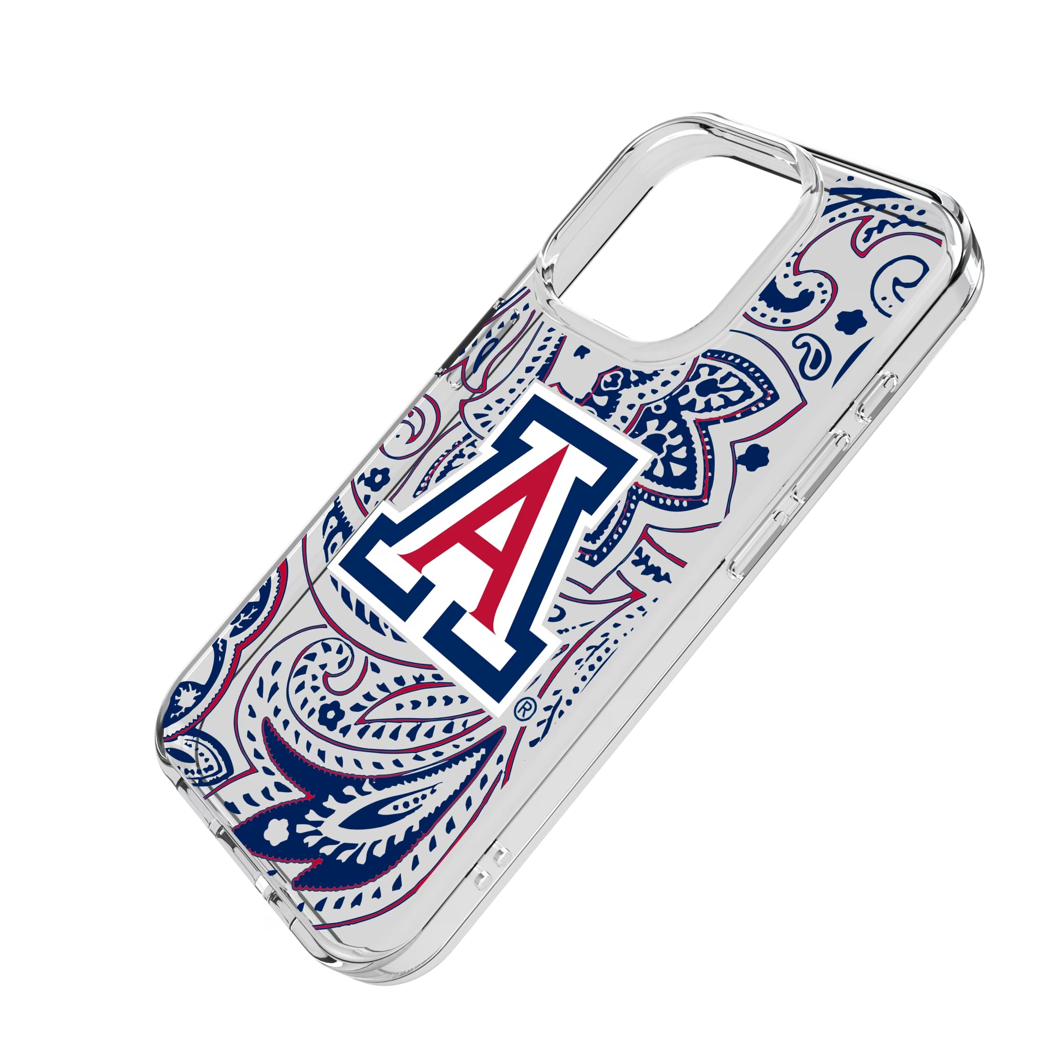 University of Arizona Wildcats Paisley iPhone Clear Phone Case for Apple iPhone - Isometric View