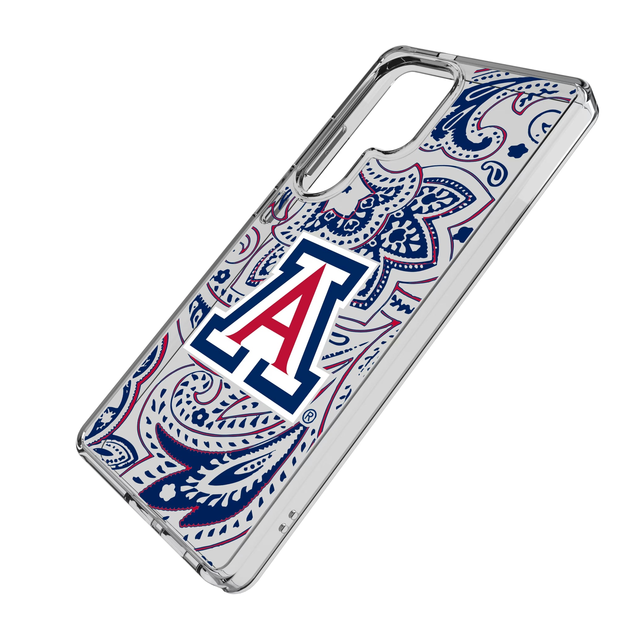 University of Arizona Wildcats Paisley Galaxy Clear Phone Case for Samsung Galaxy - Isometric View