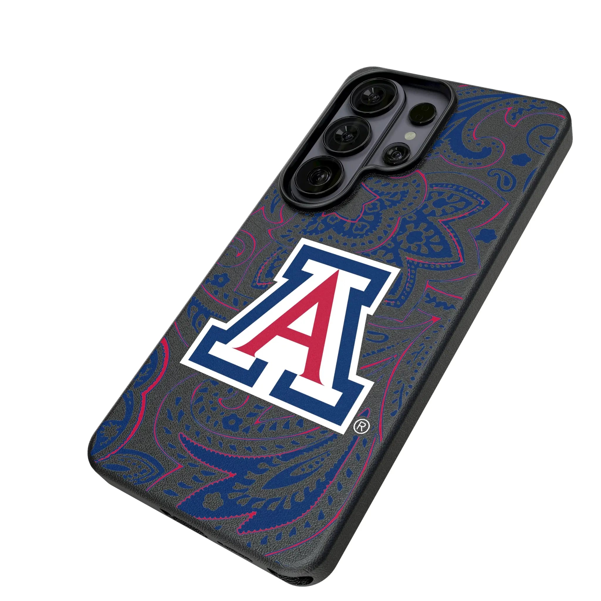 University of Arizona Wildcats Paisley Galaxy MagSafe Compatible Phone Case for Samsung Galaxy - Isometric View#Device_Galaxy S26 Ultra