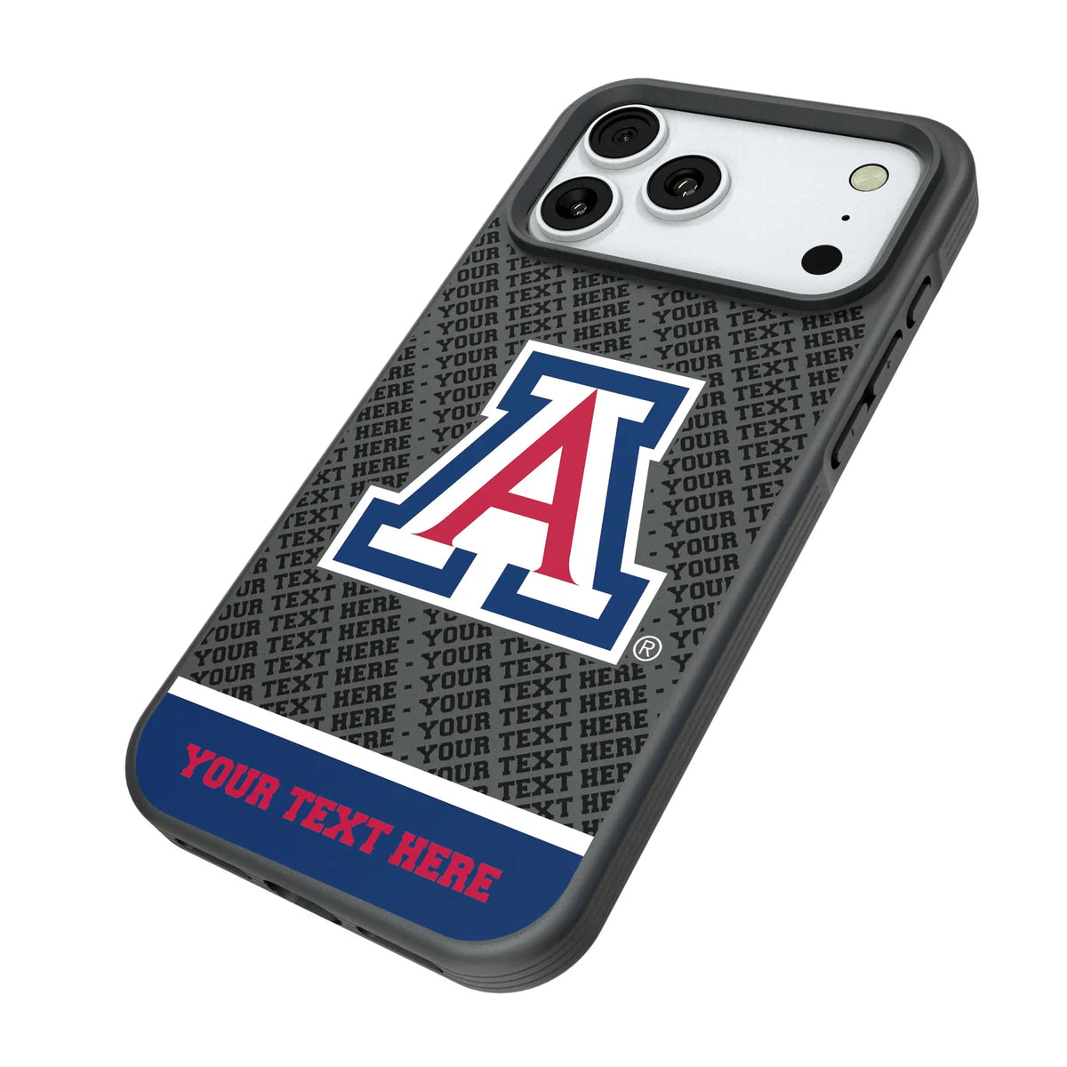University of Arizona Wildcats Personalized EndZone Plus iPhone Bump Phone Case for Apple iPhone - Isometric View#Device_iPhone 18 Pro Max