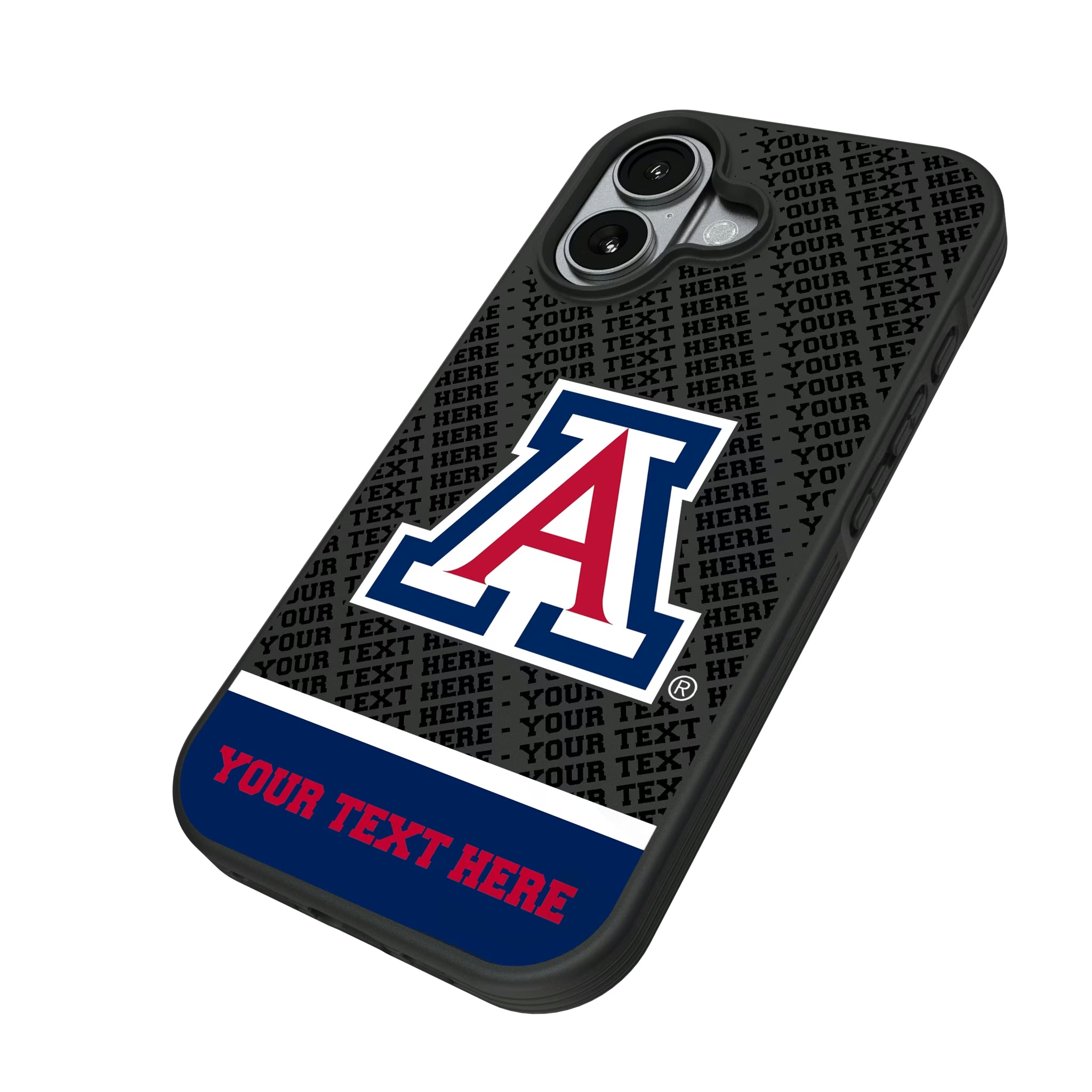University of Arizona Wildcats Personalized EndZone Plus iPhone Bump Phone Case for Apple iPhone - Isometric View#Device_iPhone 17