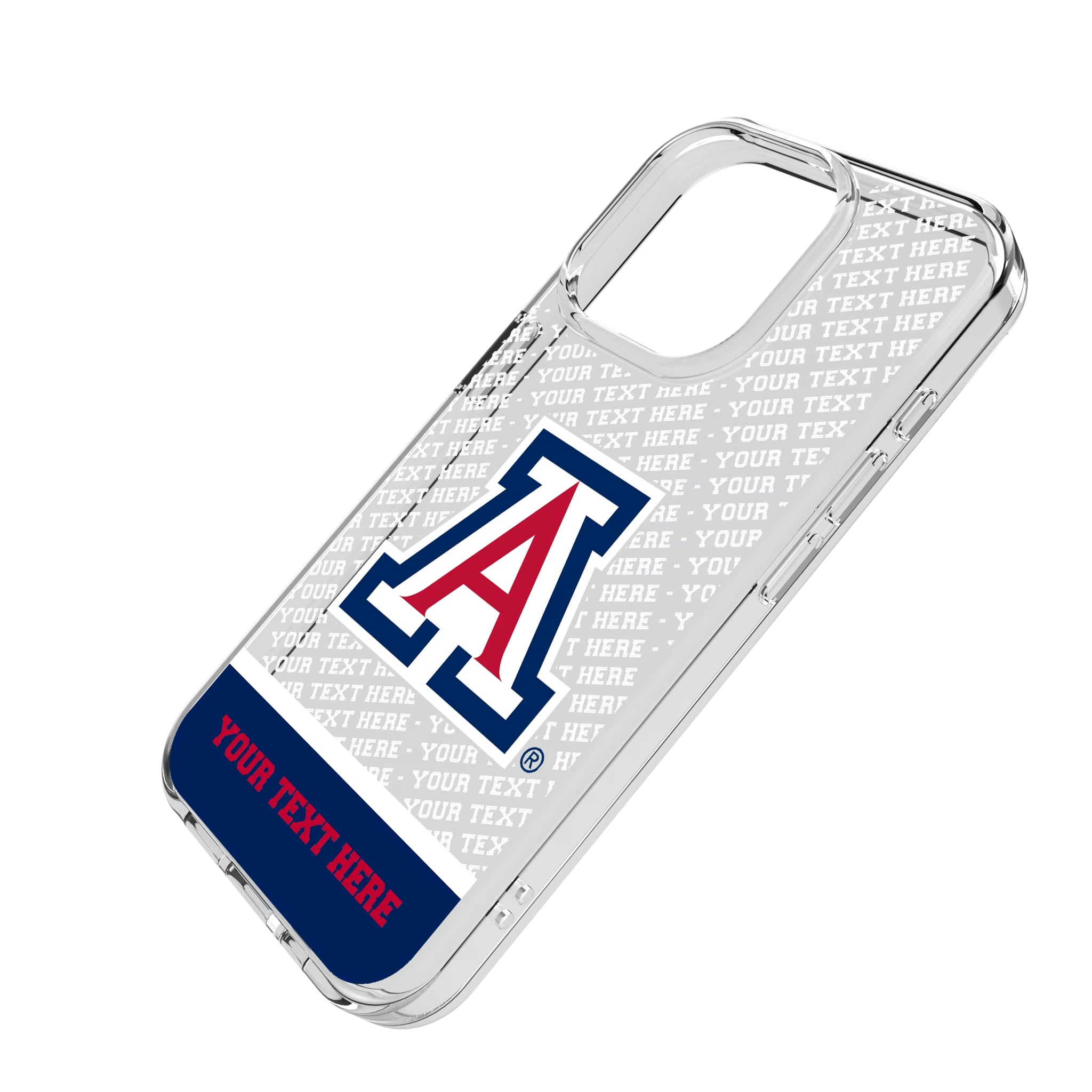 University of Arizona Wildcats Personalized EndZone Plus iPhone Clear Phone Case for Apple iPhone - Isometric View