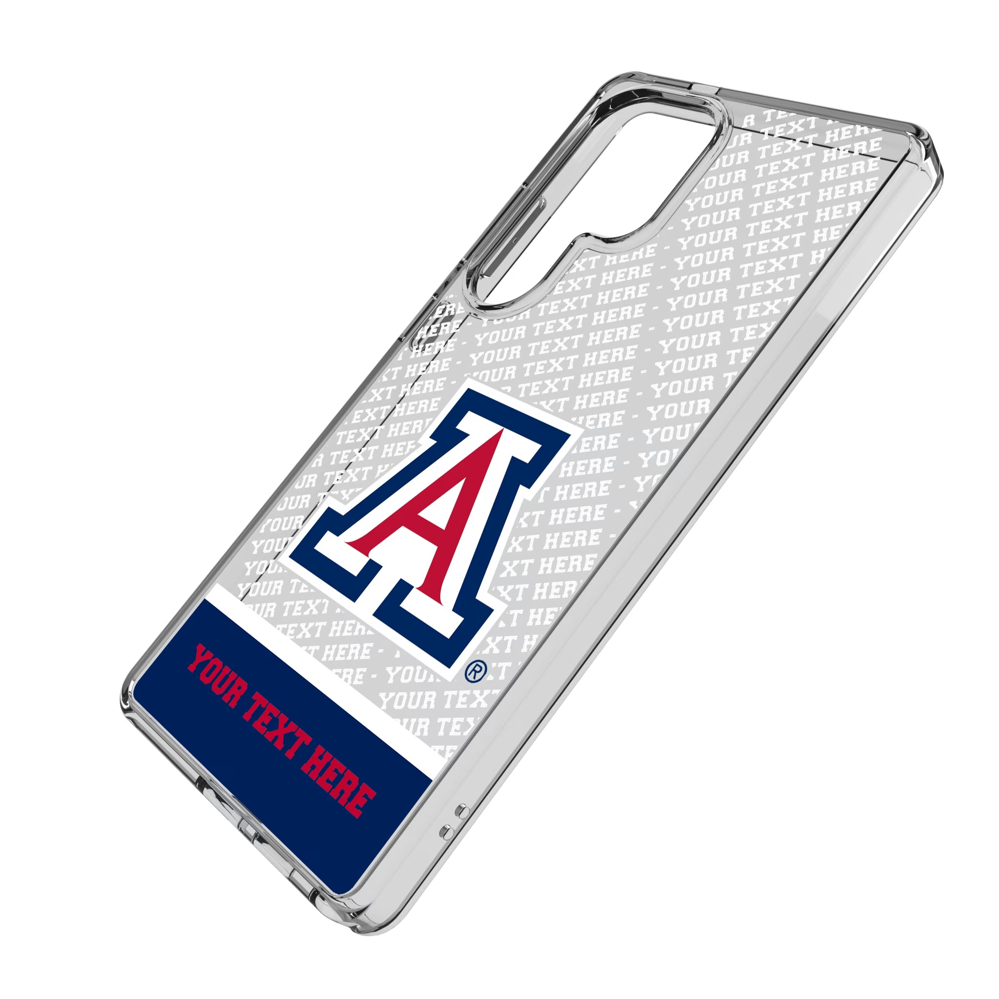 University of Arizona Wildcats Personalized EndZone Plus Galaxy Clear Phone Case for Samsung Galaxy - Isometric View