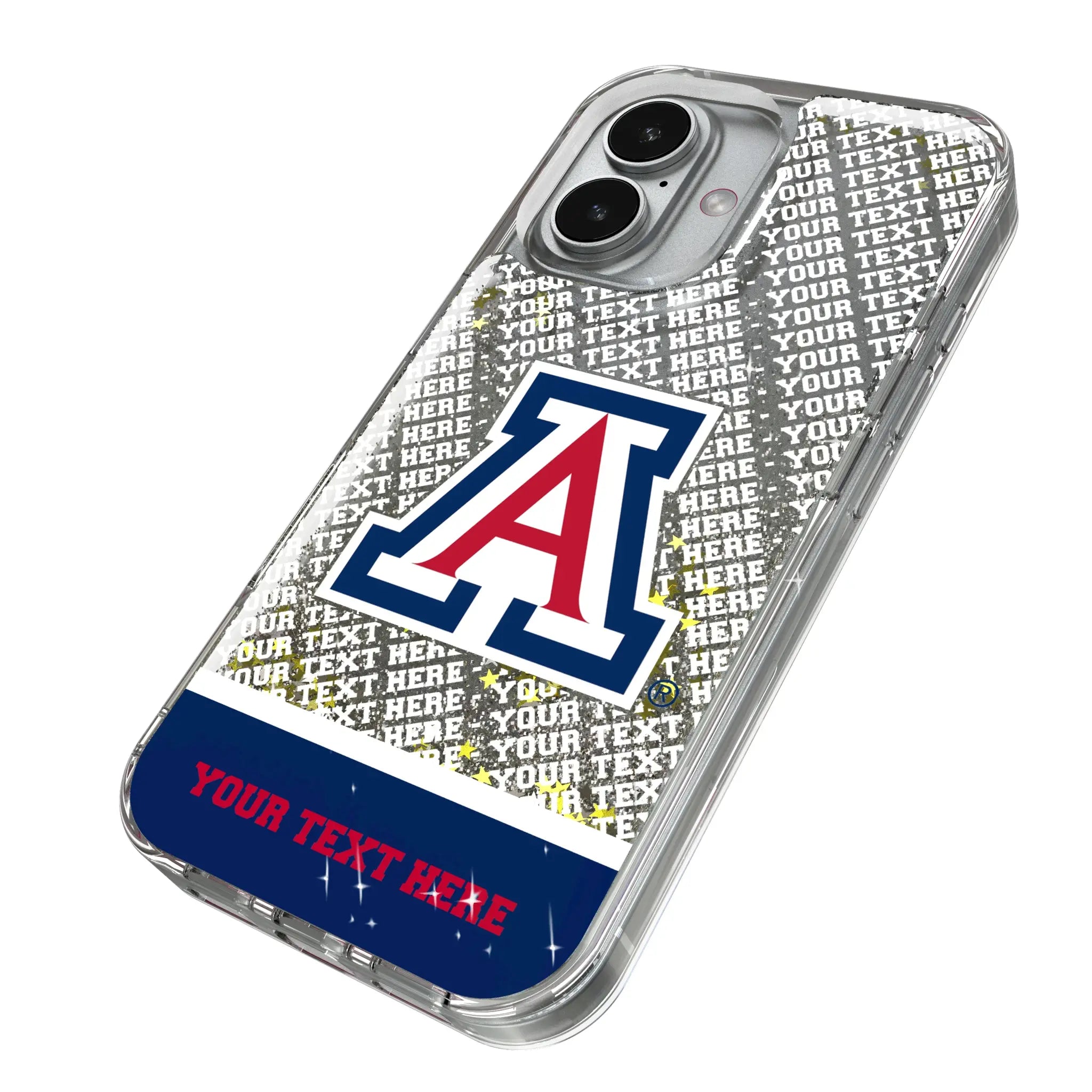 University of Arizona Wildcats Personalized EndZone Plus iPhone Glitter Phone Case for Apple iPhone - Isometric View
