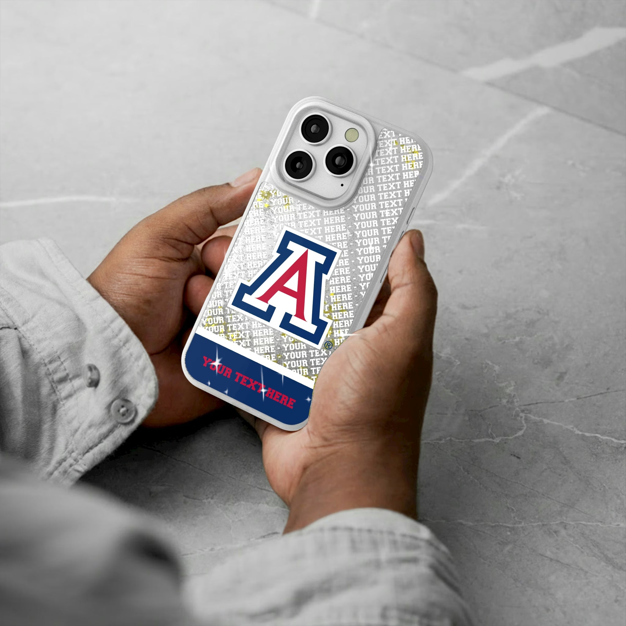 University of Arizona Wildcats Personalized EndZone Plus iPhone Glitter Phone Case for Apple iPhone - Lifestyle#Device_iPhone 16 Pro