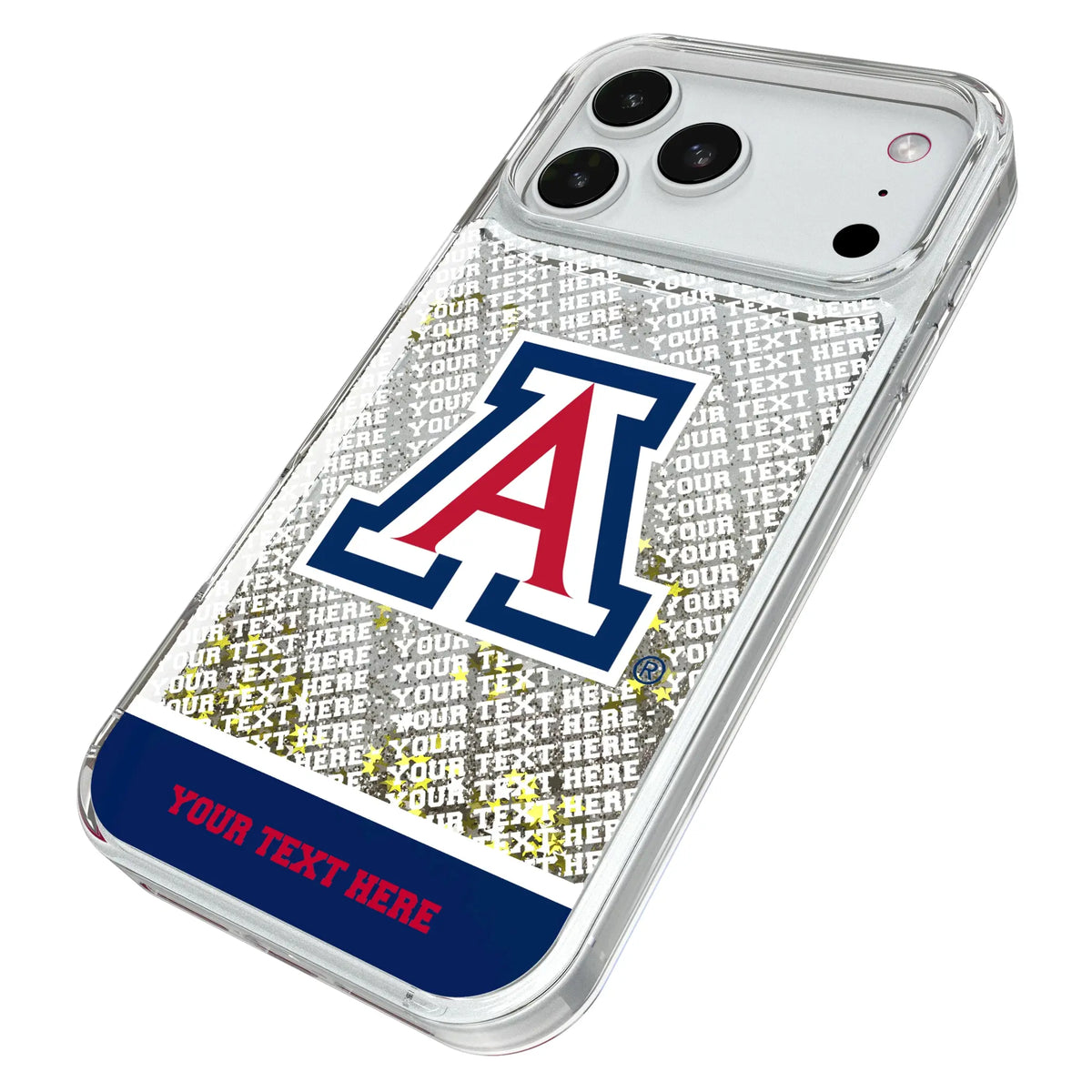 University of Arizona Wildcats Personalized EndZone Plus iPhone Glitter Phone Case for Apple iPhone - Isometric View#Device_iPhone 18 Pro Max