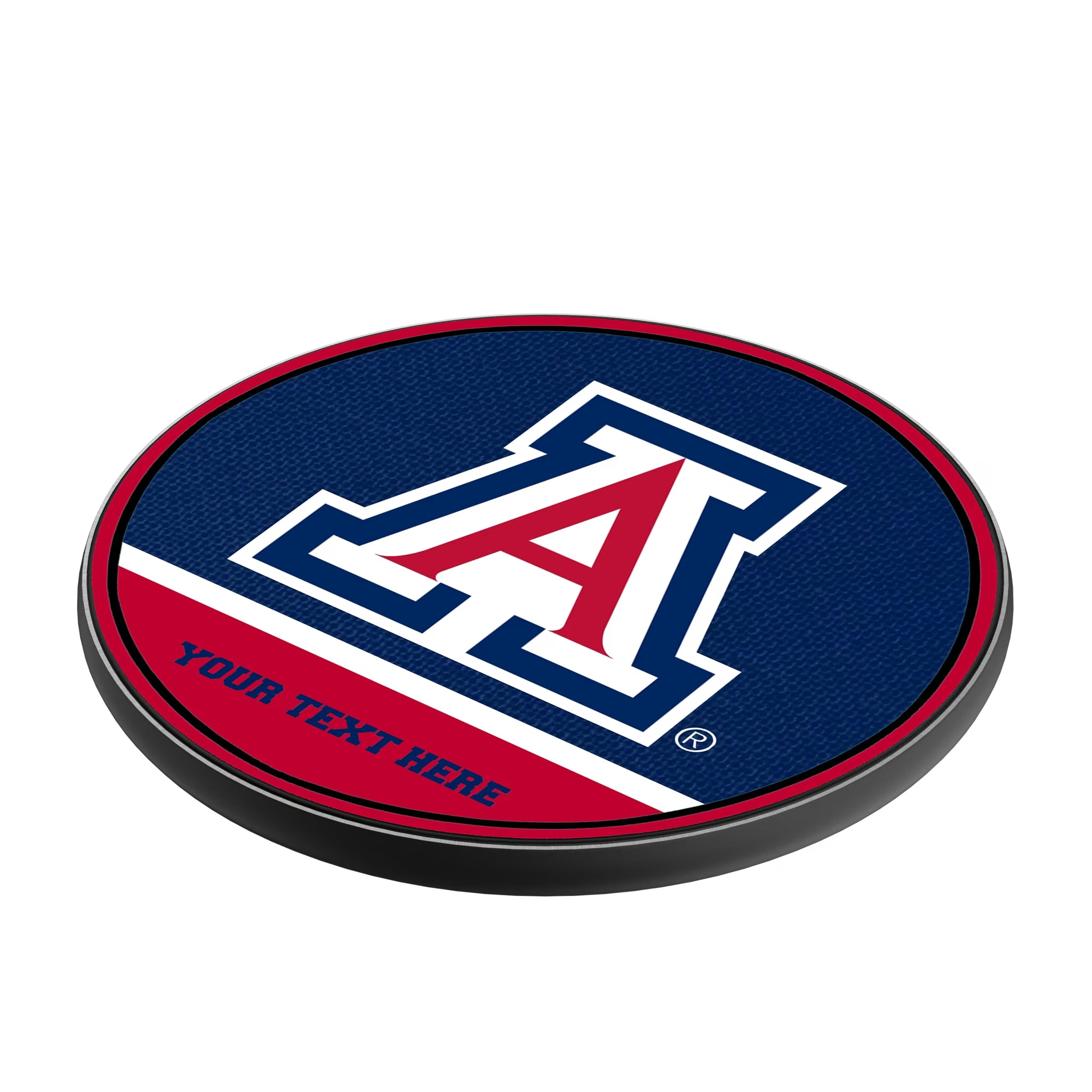 University of Arizona Wildcats Personalized Endzone Solid 15-Watt Wireless Charger - Isometric View