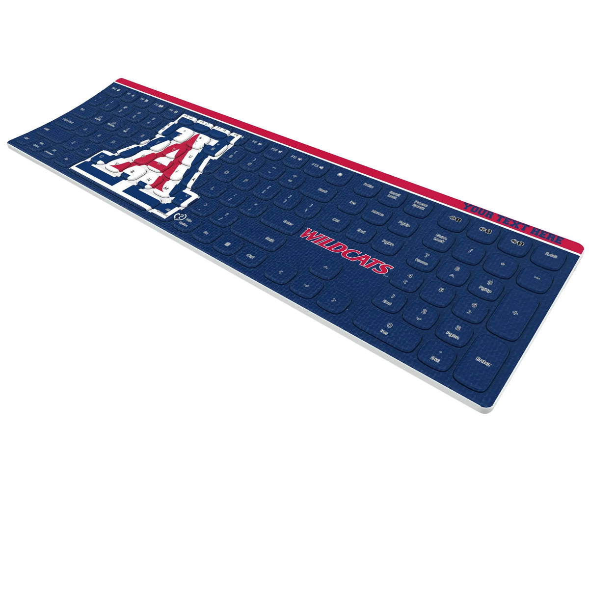 University of Arizona Wildcats Personalized Endzone Solid KKB605 Curved Wireless Keyboard - Isometric View