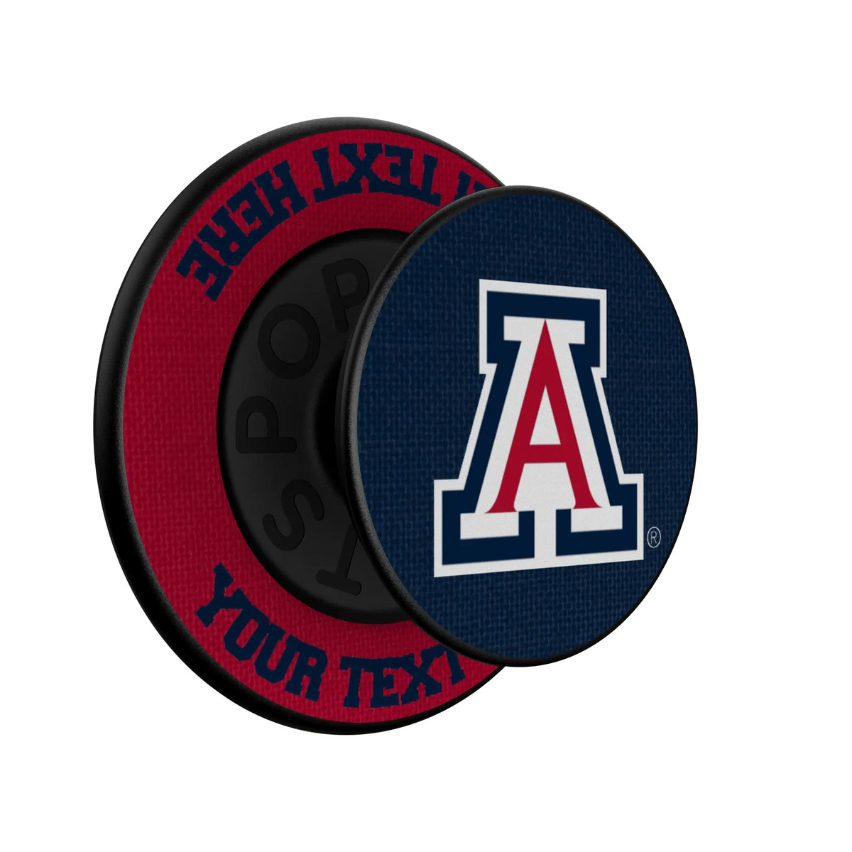 University of Arizona Wildcats Personalized Endzone Solid Popsockets Round Magnetic - Isometric View