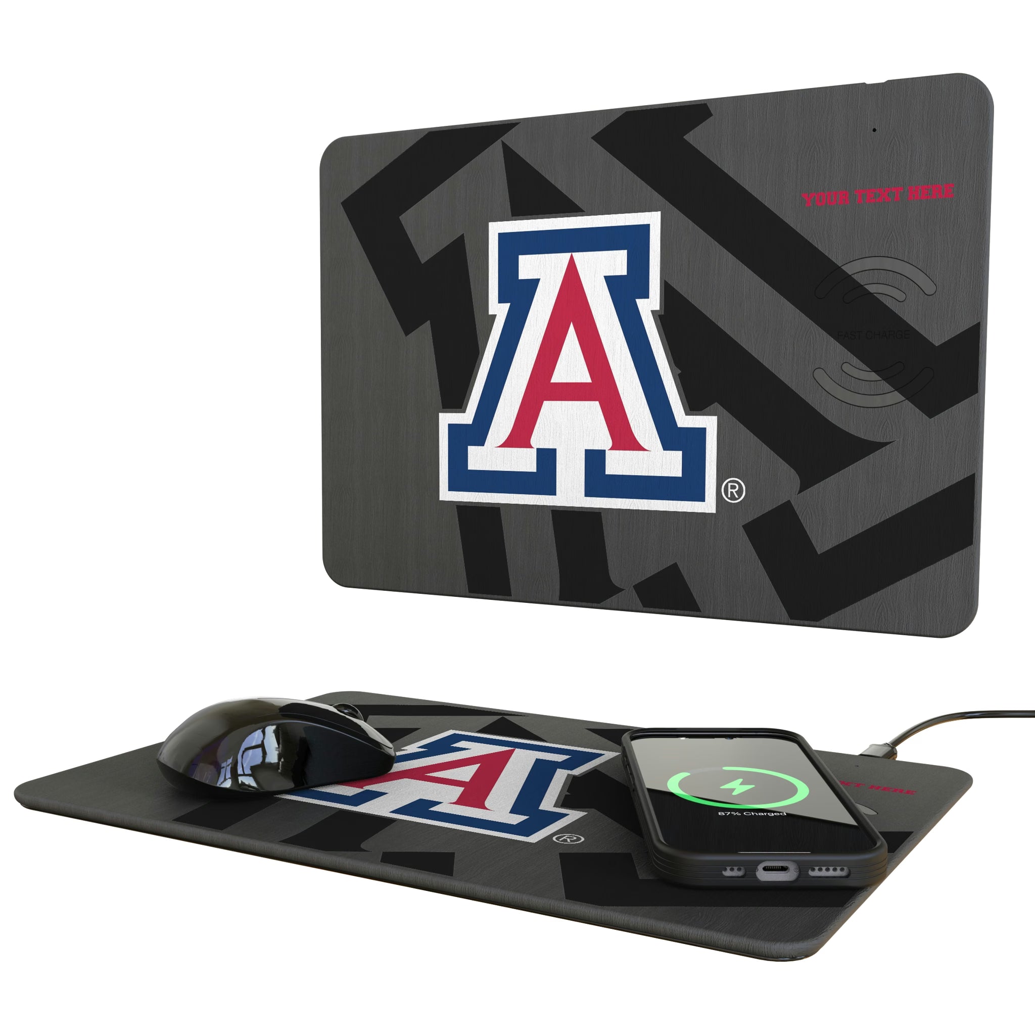University of Arizona Wildcats Personalized Tilt 15-Watt Wireless Charger and Mouse Pad