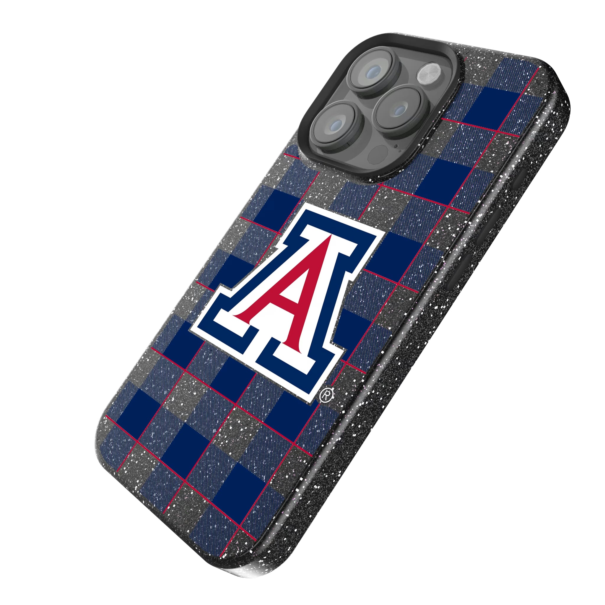 University of Arizona Wildcats Plaid iPhone Bling Phone Case for Apple iPhone - Isometric View