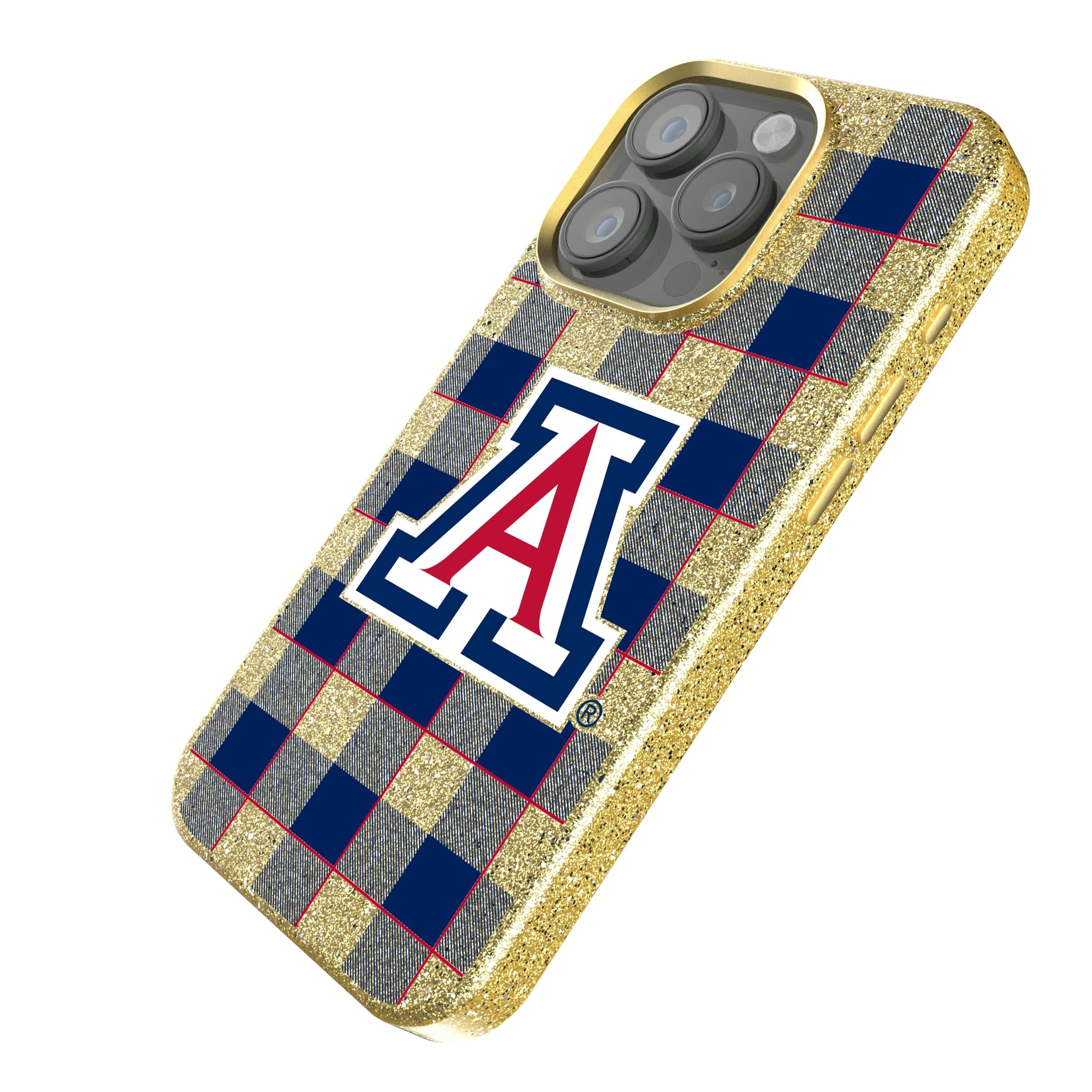 University of Arizona Wildcats Plaid iPhone Bling Phone Case for Apple iPhone - Isometric View