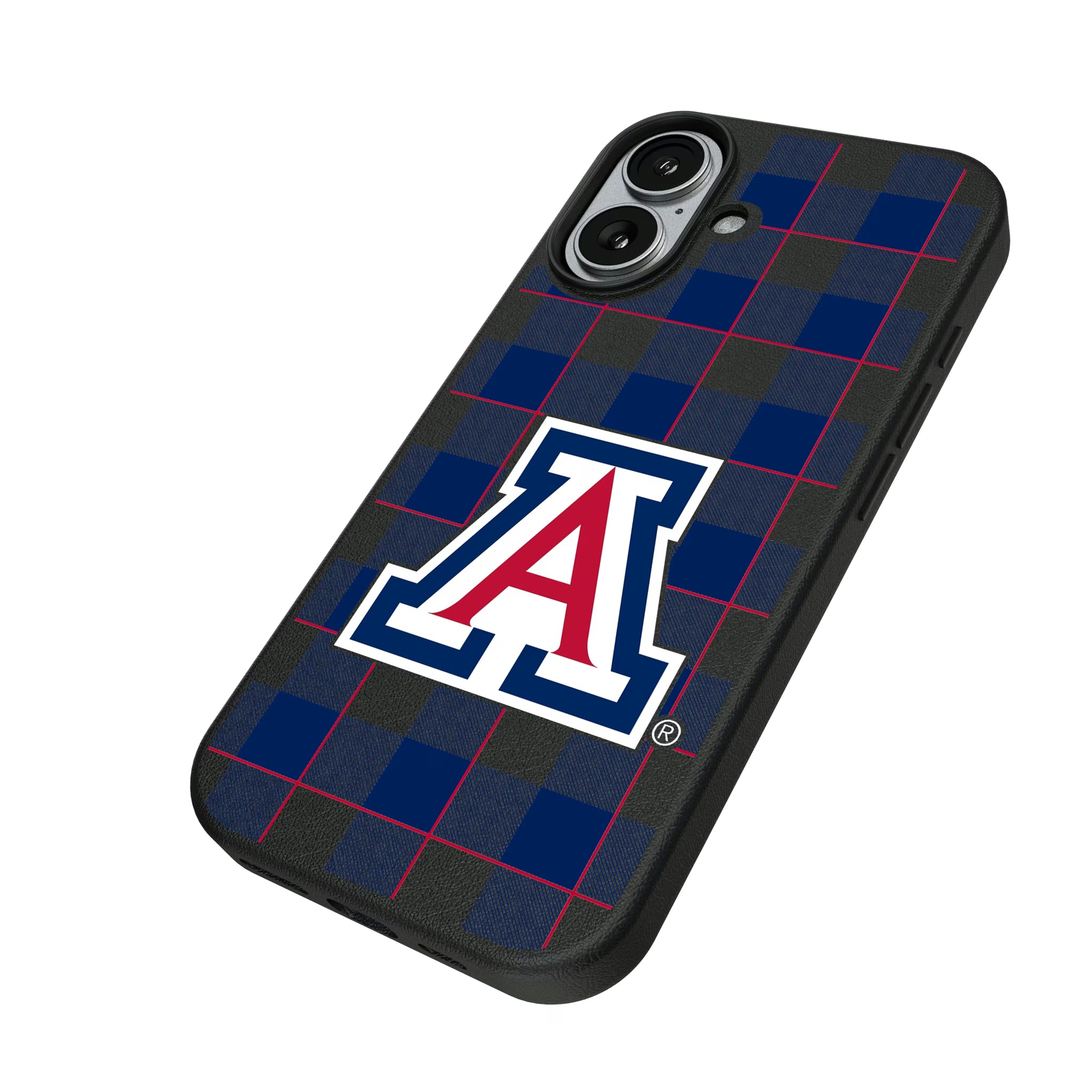 University of Arizona Wildcats Plaid iPhone MagSafe Compatible Phone Case for Apple iPhone - Isometric View#Device_iPhone 17