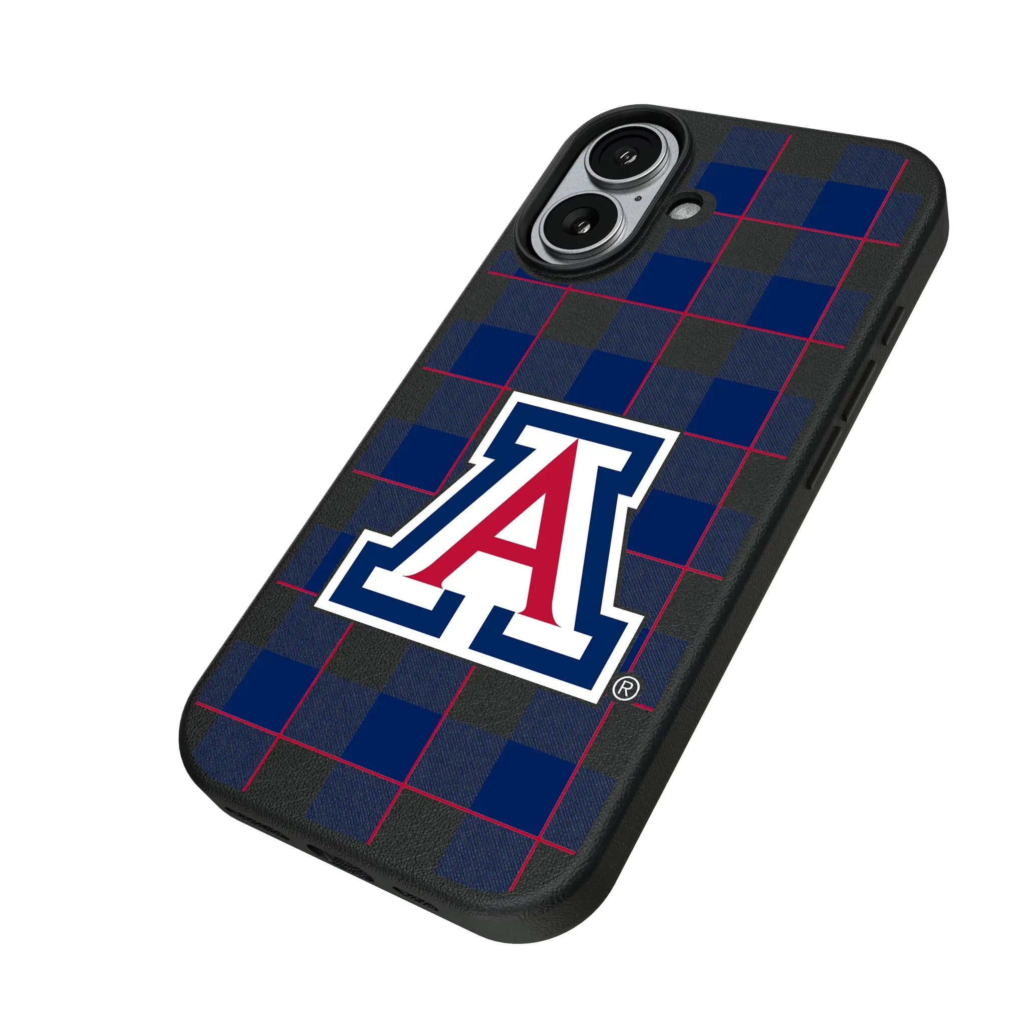 University of Arizona Wildcats Plaid iPhone MagSafe Compatible Phone Case for Apple iPhone - Isometric View#Device_iPhone 17