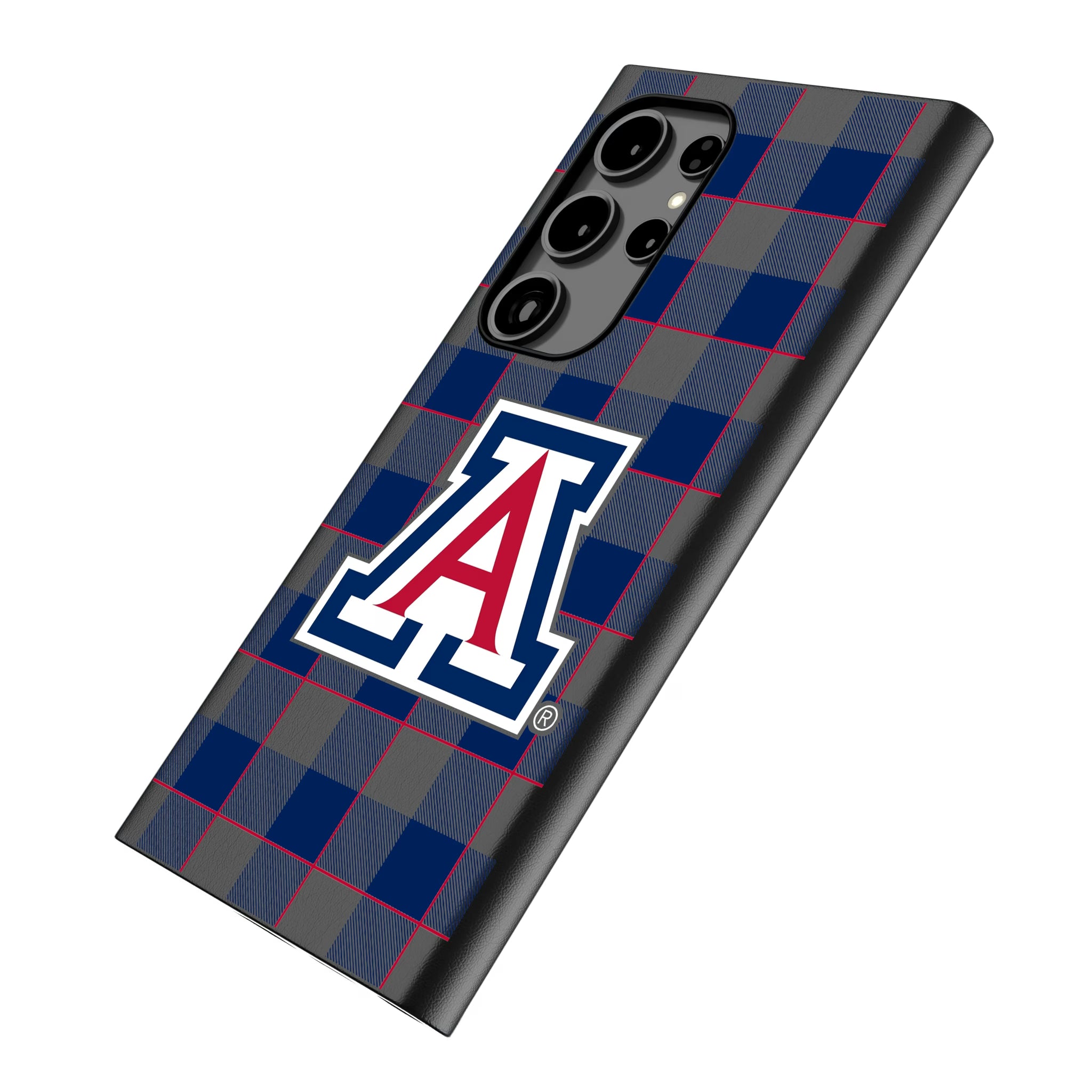 University of Arizona Wildcats Plaid Galaxy MagSafe Compatible Phone Case for Samsung Galaxy - Isometric View