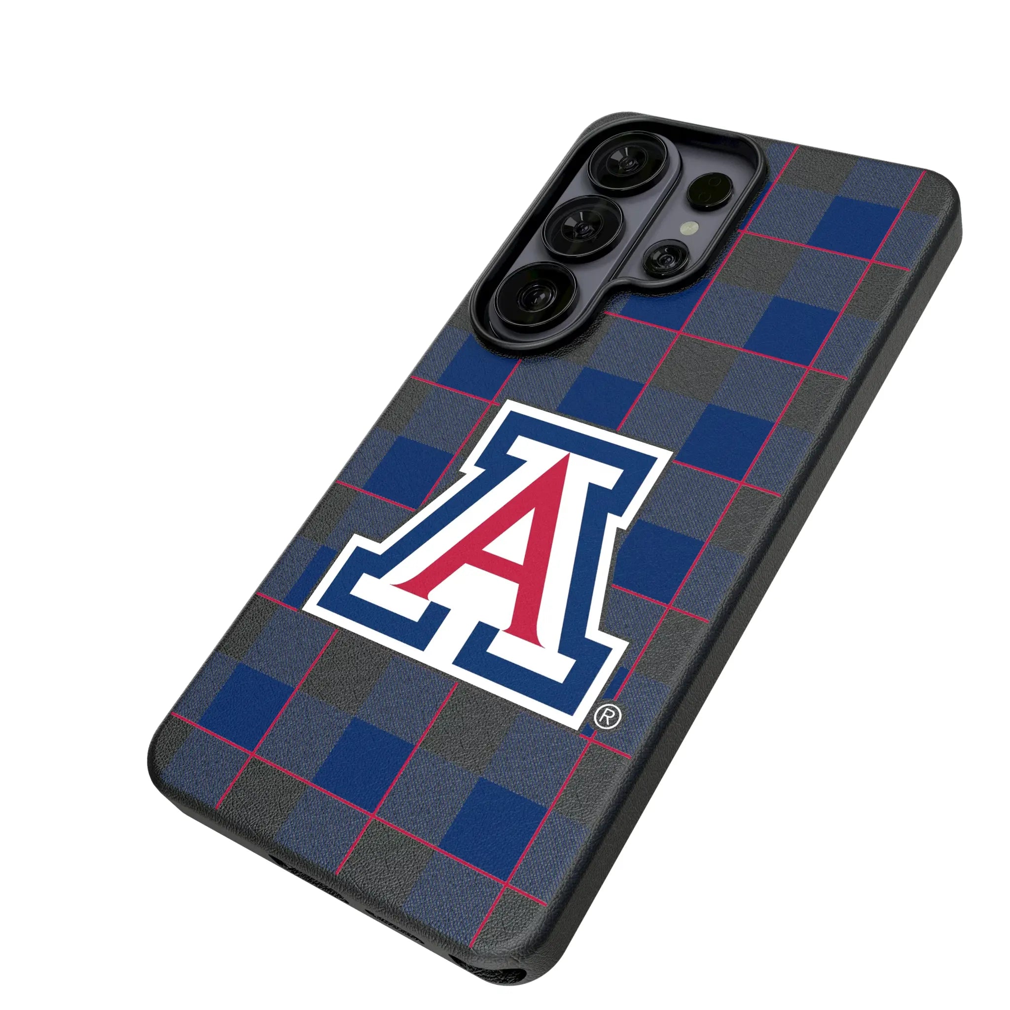 University of Arizona Wildcats Plaid Galaxy MagSafe Compatible Phone Case for Samsung Galaxy - Isometric View#Device_Galaxy S26 Ultra