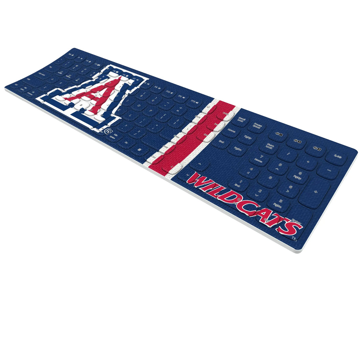 University of Arizona Wildcats Stripe KKB605 Curved Wireless Keyboard - Isometric View