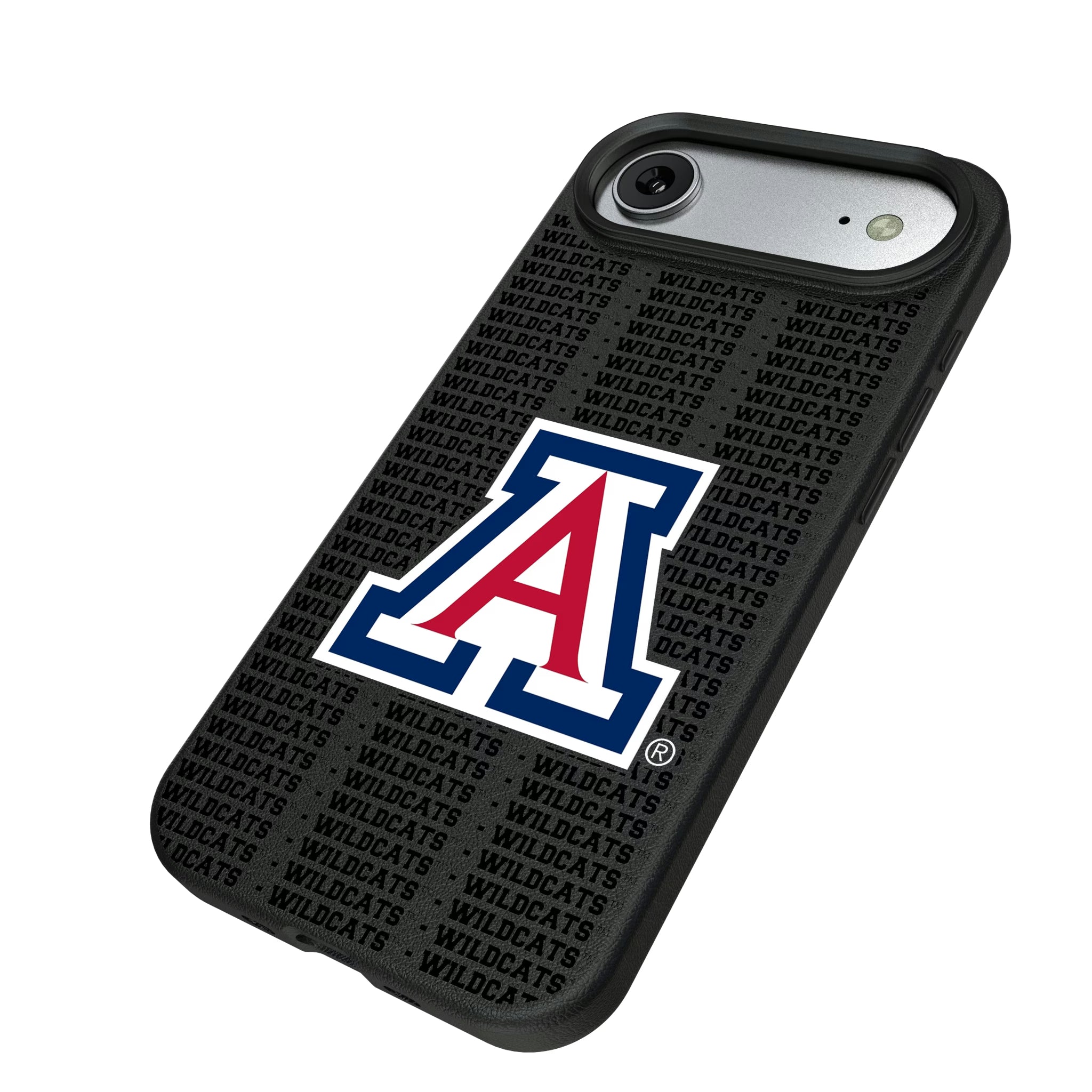 University of Arizona Wildcats Text Backdrop iPhone MagSafe Compatible Phone Case for Apple iPhone - Isometric View#Device_iPhone Air