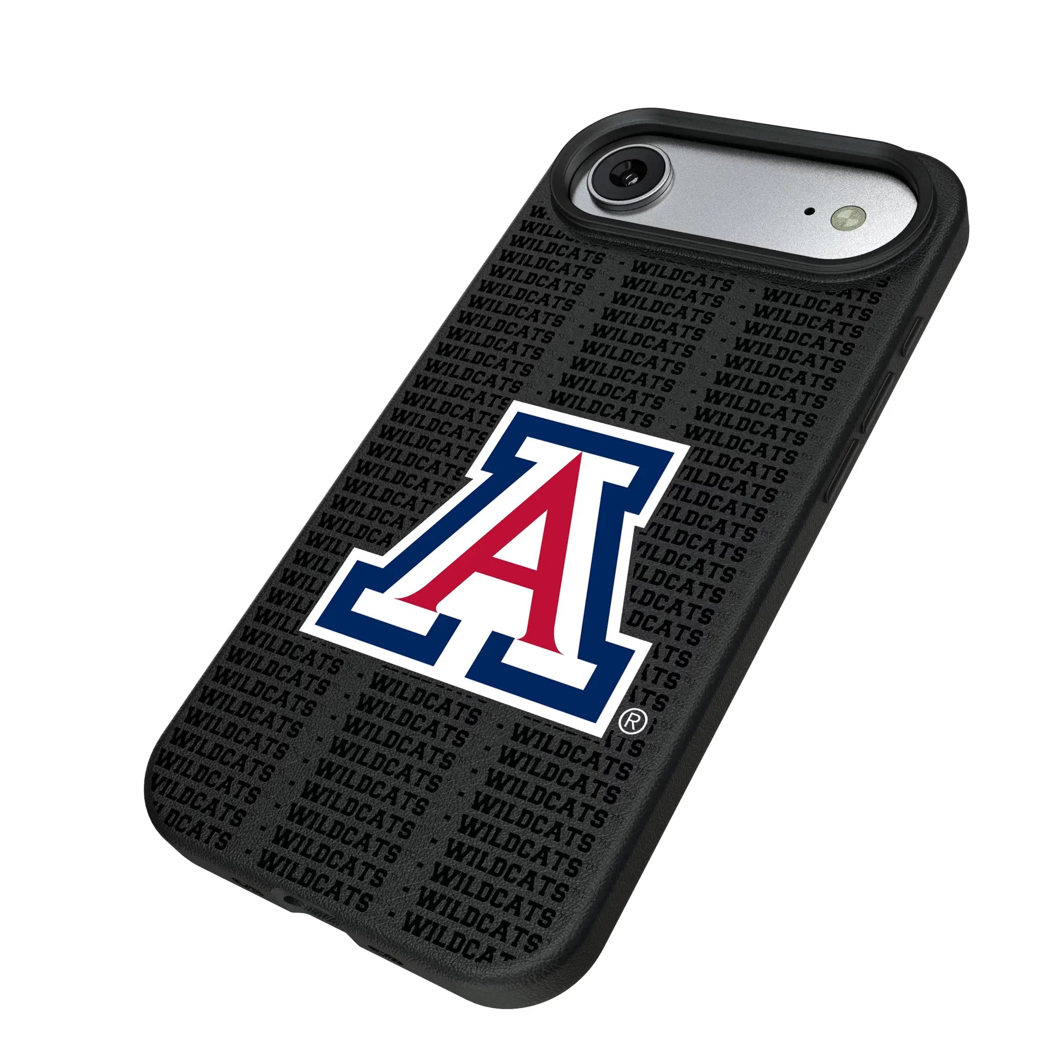 University of Arizona Wildcats Text Backdrop iPhone MagSafe Compatible Phone Case for Apple iPhone - Isometric View#Device_iPhone Air
