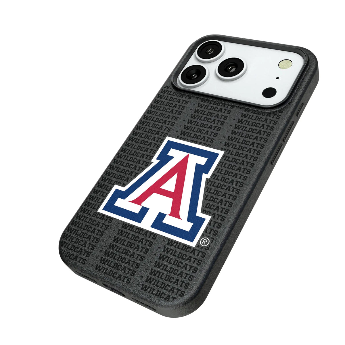 University of Arizona Wildcats Text Backdrop iPhone MagSafe Compatible Phone Case for Apple iPhone - Isometric View#Device_iPhone 18 Pro