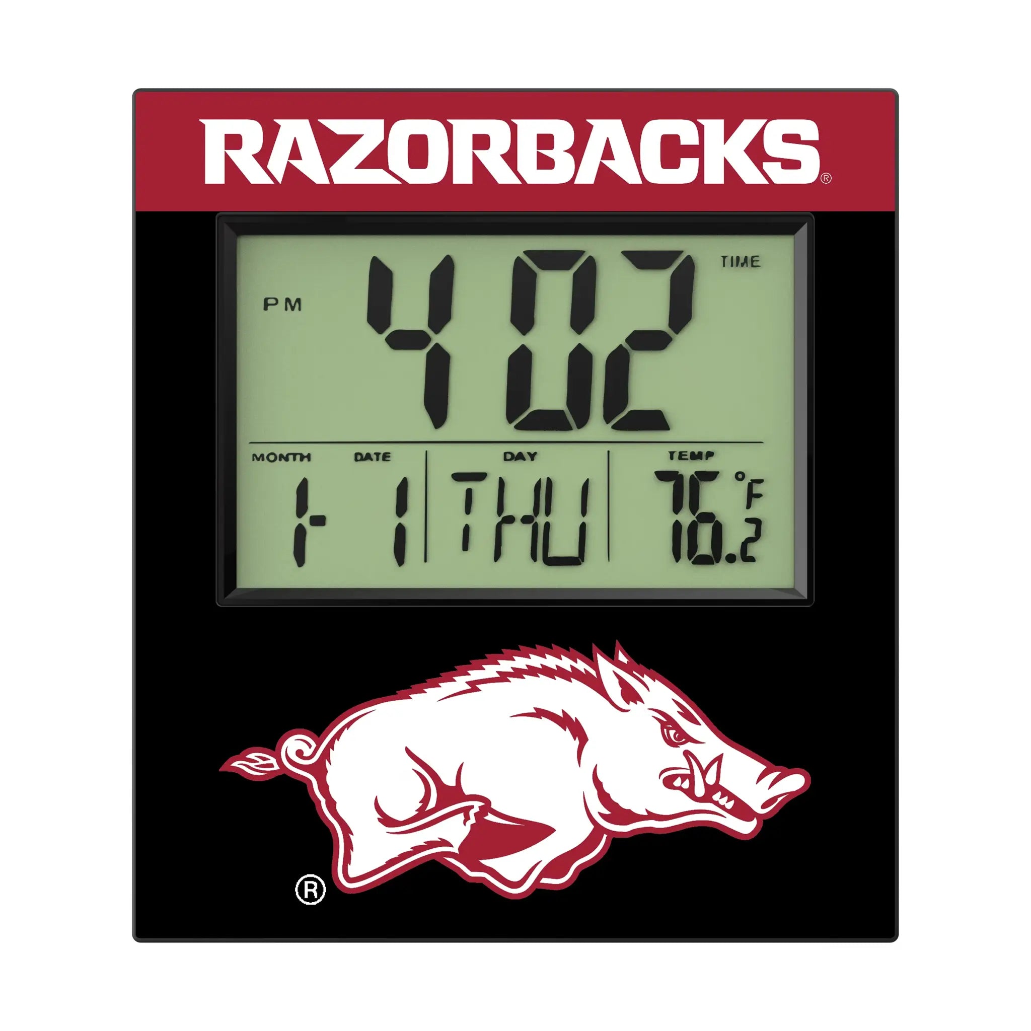 University of Arkansas Fayetteville Razorbacks Color Block Wall Clock