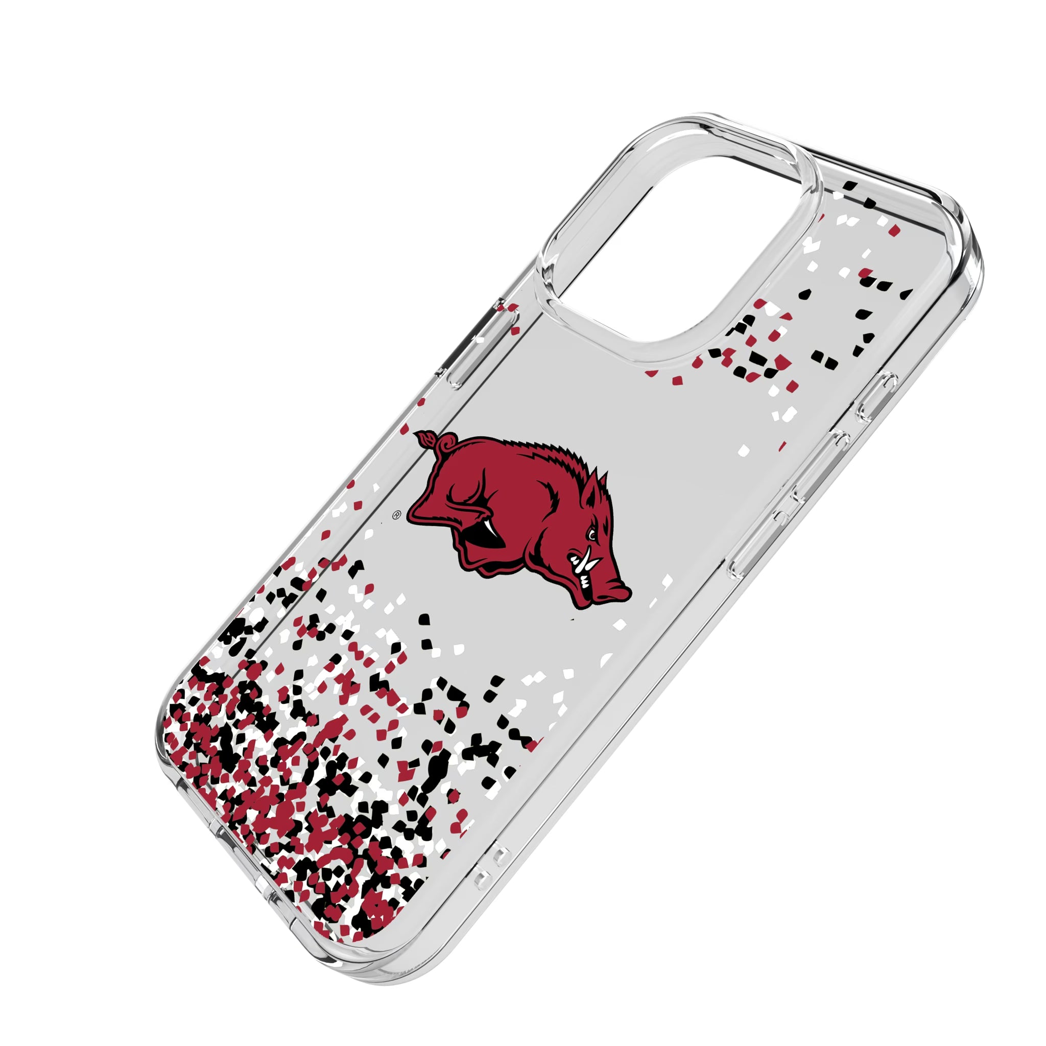 University of Arkansas Fayetteville Razorbacks Confetti iPhone Clear Phone Case for Apple iPhone - Isometric View