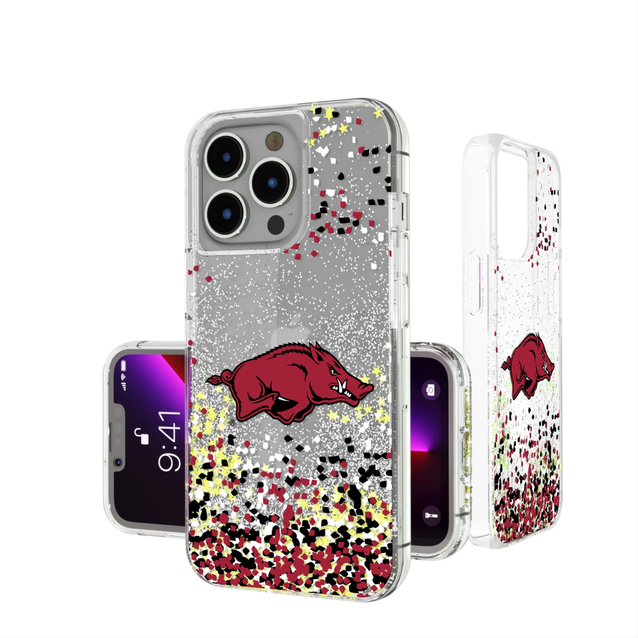 University of Arkansas Fayetteville Razorbacks Confetti iPhone Glitter Phone Case for Apple iPhone