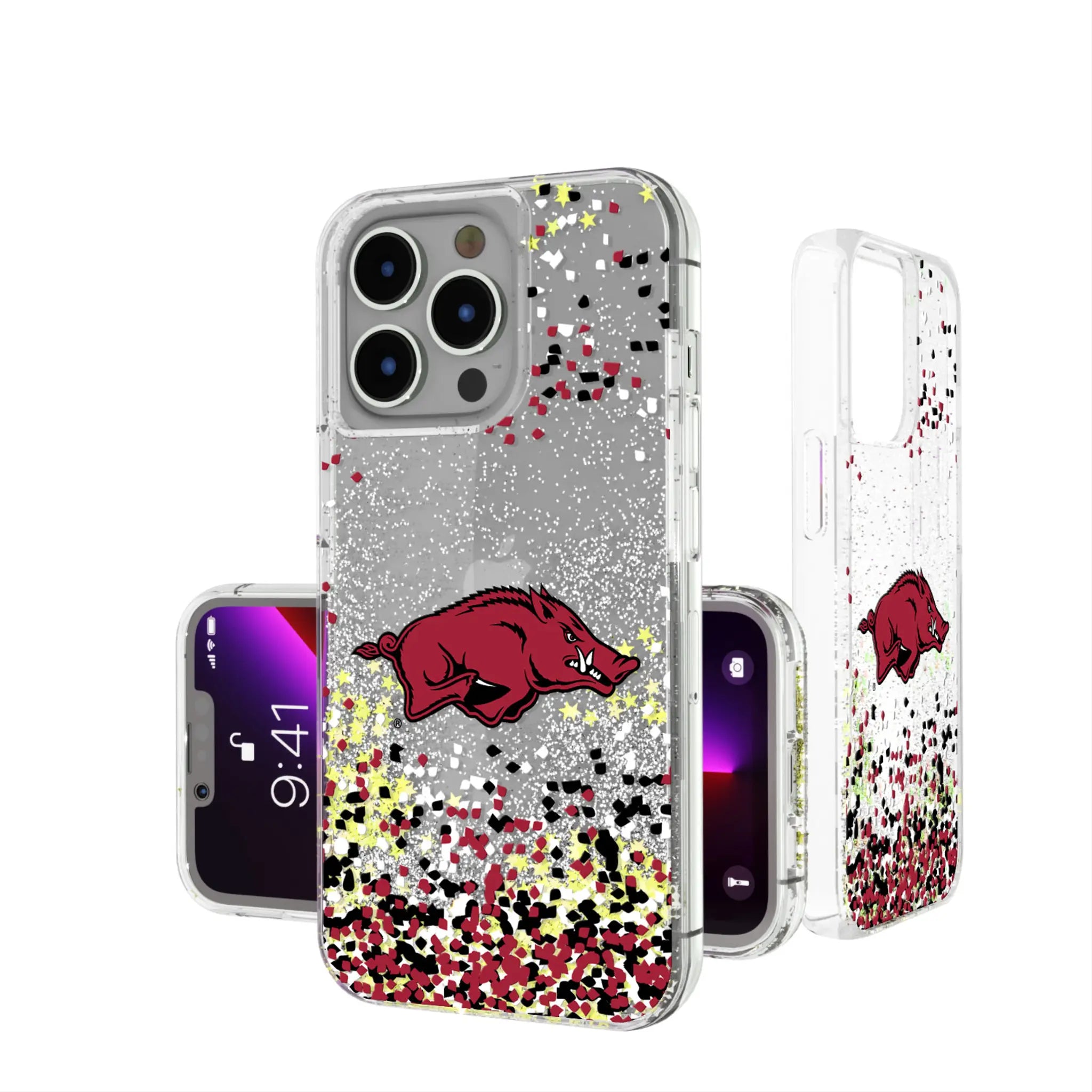 University of Arkansas Fayetteville Razorbacks Confetti iPhone Glitter Phone Case for Apple iPhone