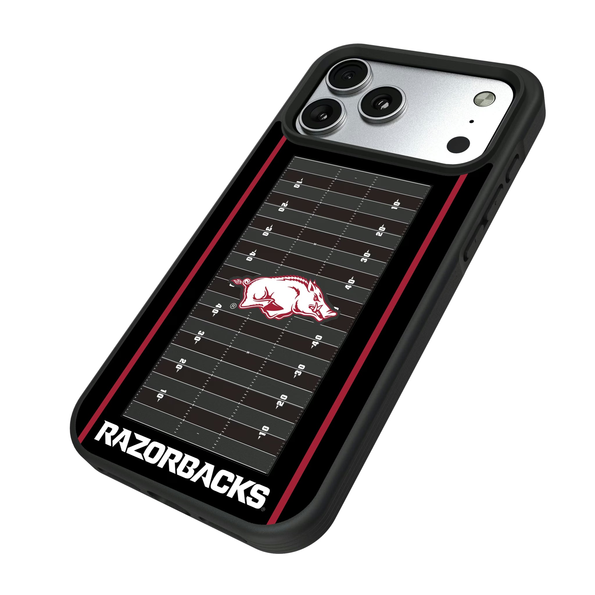 University of Arkansas Fayetteville Razorbacks Field iPhone Bump Phone Case for Apple iPhone - Isometric View#Device_iPhone 17 Pro Max