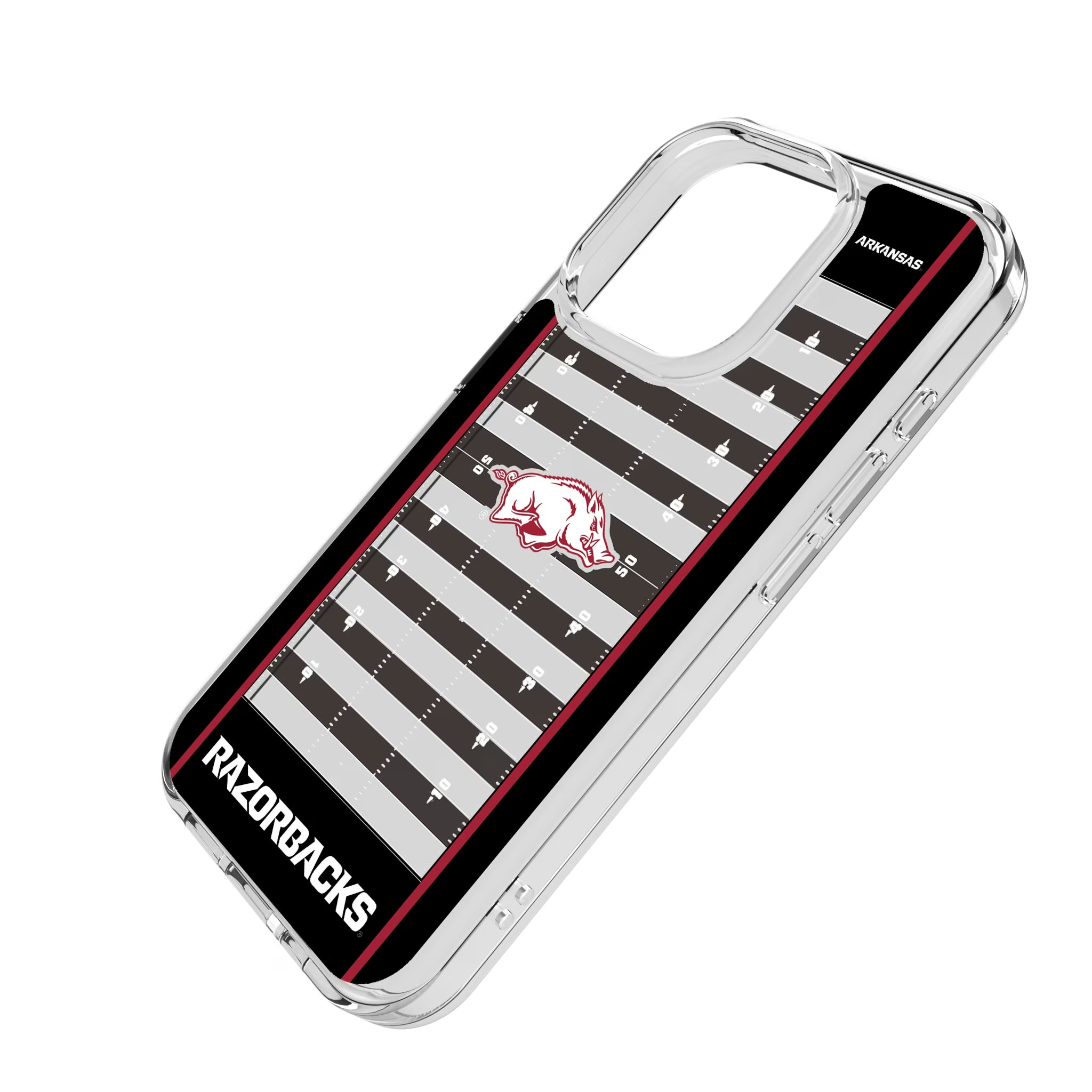 University of Arkansas Fayetteville Razorbacks Field iPhone Clear Phone Case for Apple iPhone - Isometric View