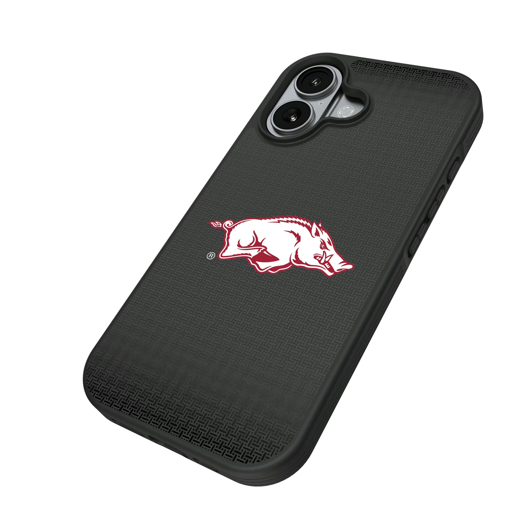 University of Arkansas Fayetteville Razorbacks Linen iPhone Bump Phone Case for Apple iPhone - Isometric View#Device_iPhone 17